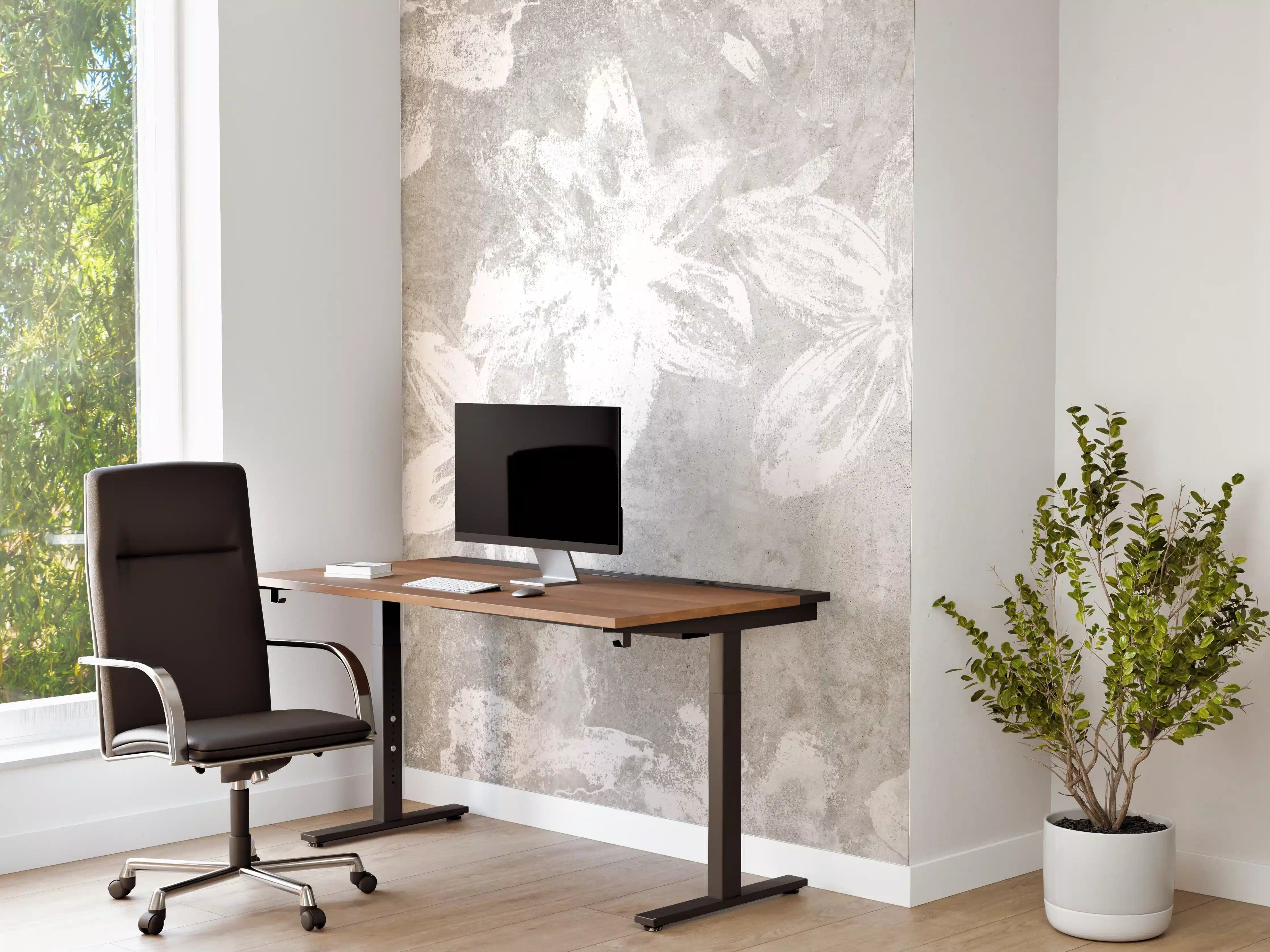 Büro Wandgestaltung - Abstrakte weiße Blumen auf Beton
