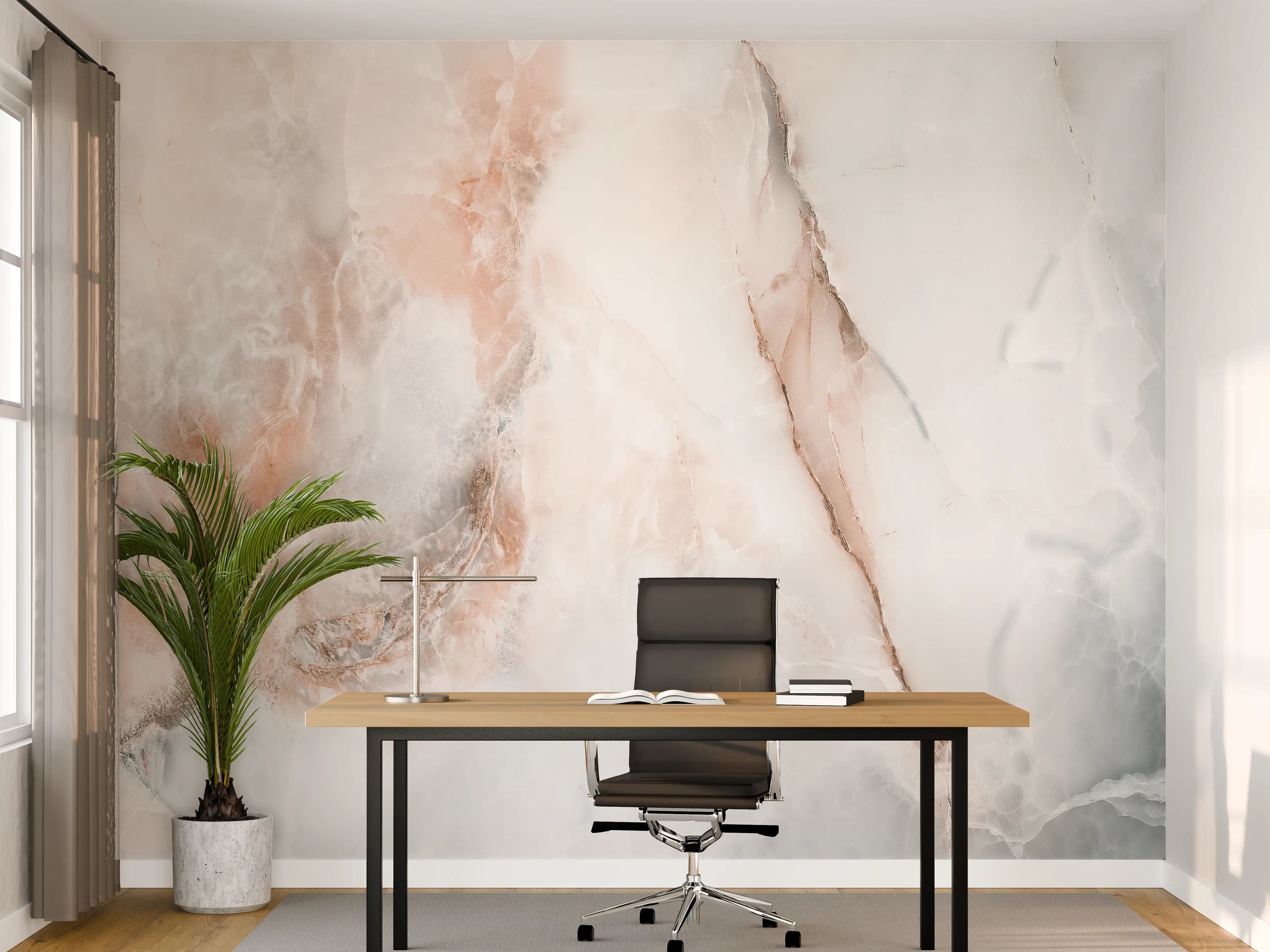 Büro Wandgestaltung - Abstrakter Marmor mit Rot-Grauen Naturfarben