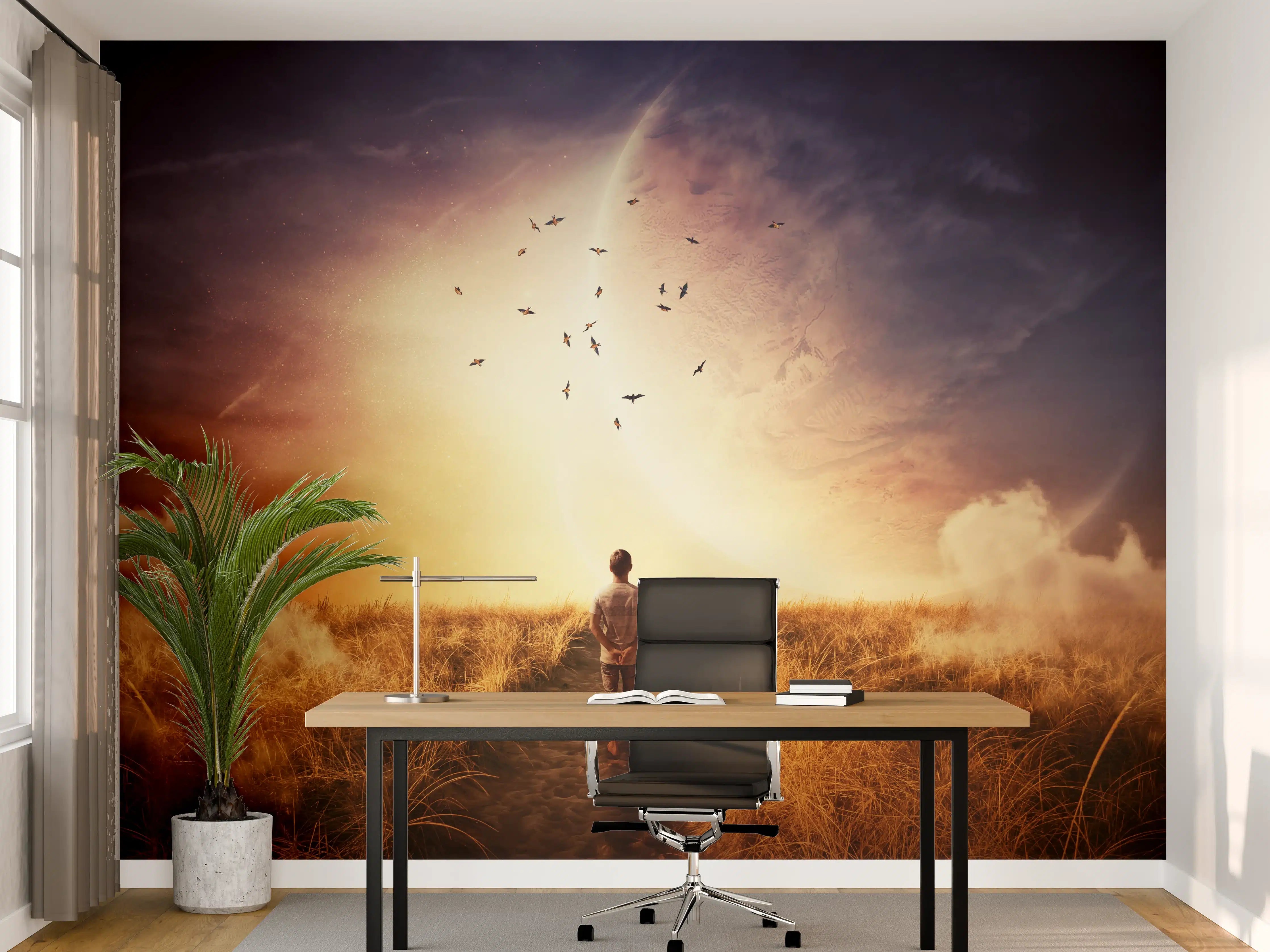Büro Wandgestaltung - Abstrakter kosmischer Ausblick