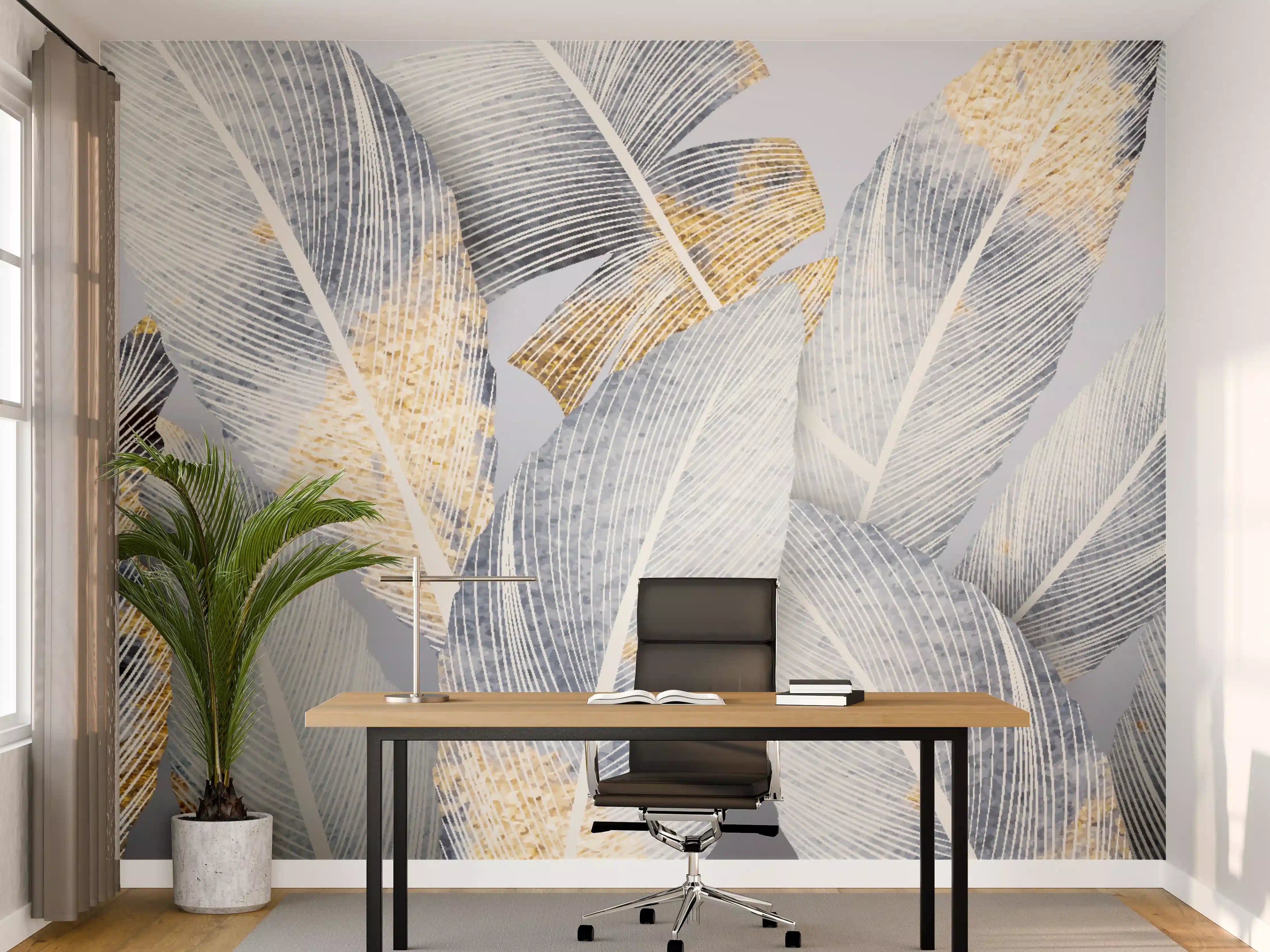 Büro Wandgestaltung - Abstraktes Blattgold-Design