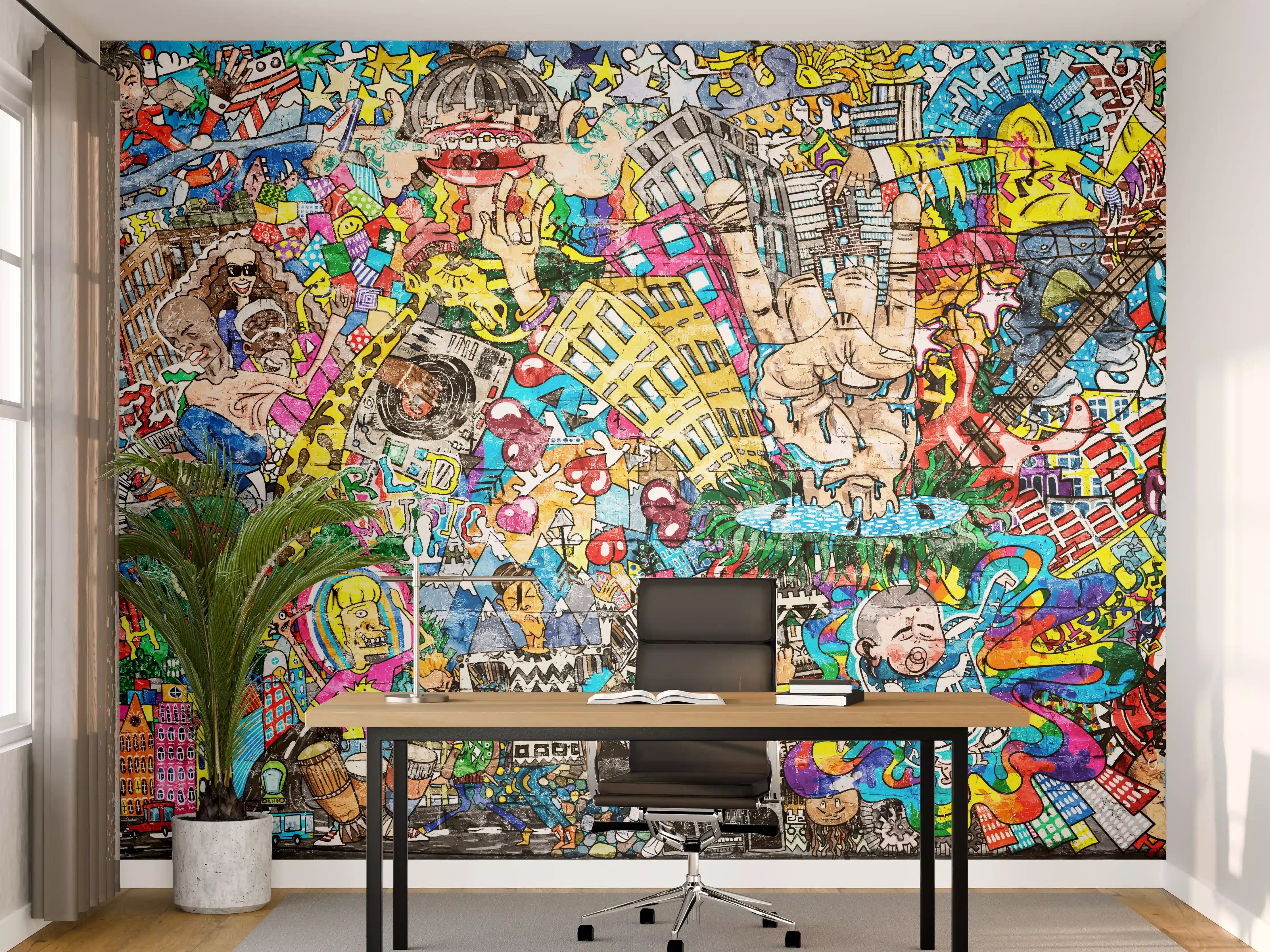 Büro Wandgestaltung - Abstraktes Grafitti-Muster