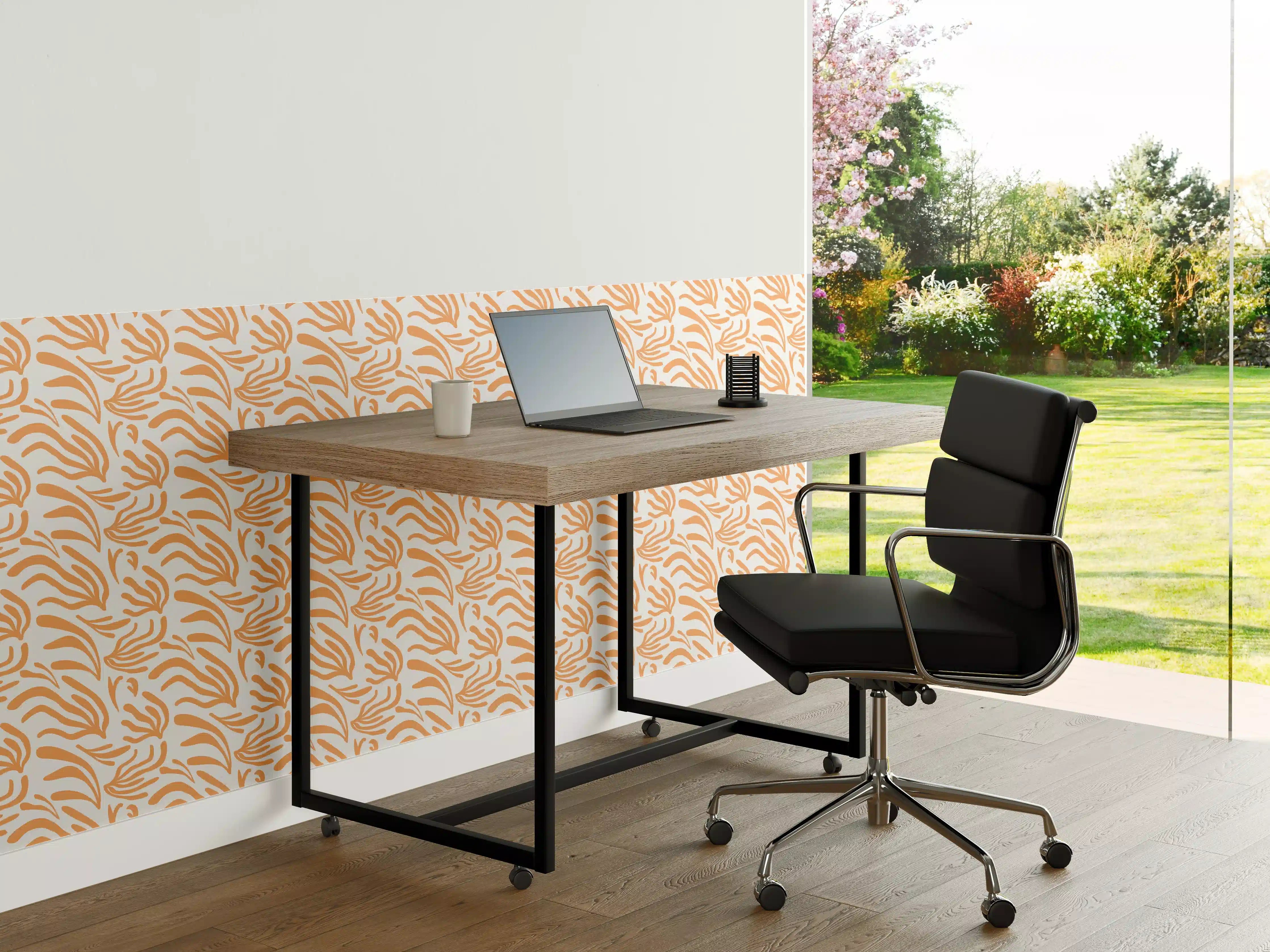 Büro Wandgestaltung - Abstraktes Korallenmuster Orange Weiß
