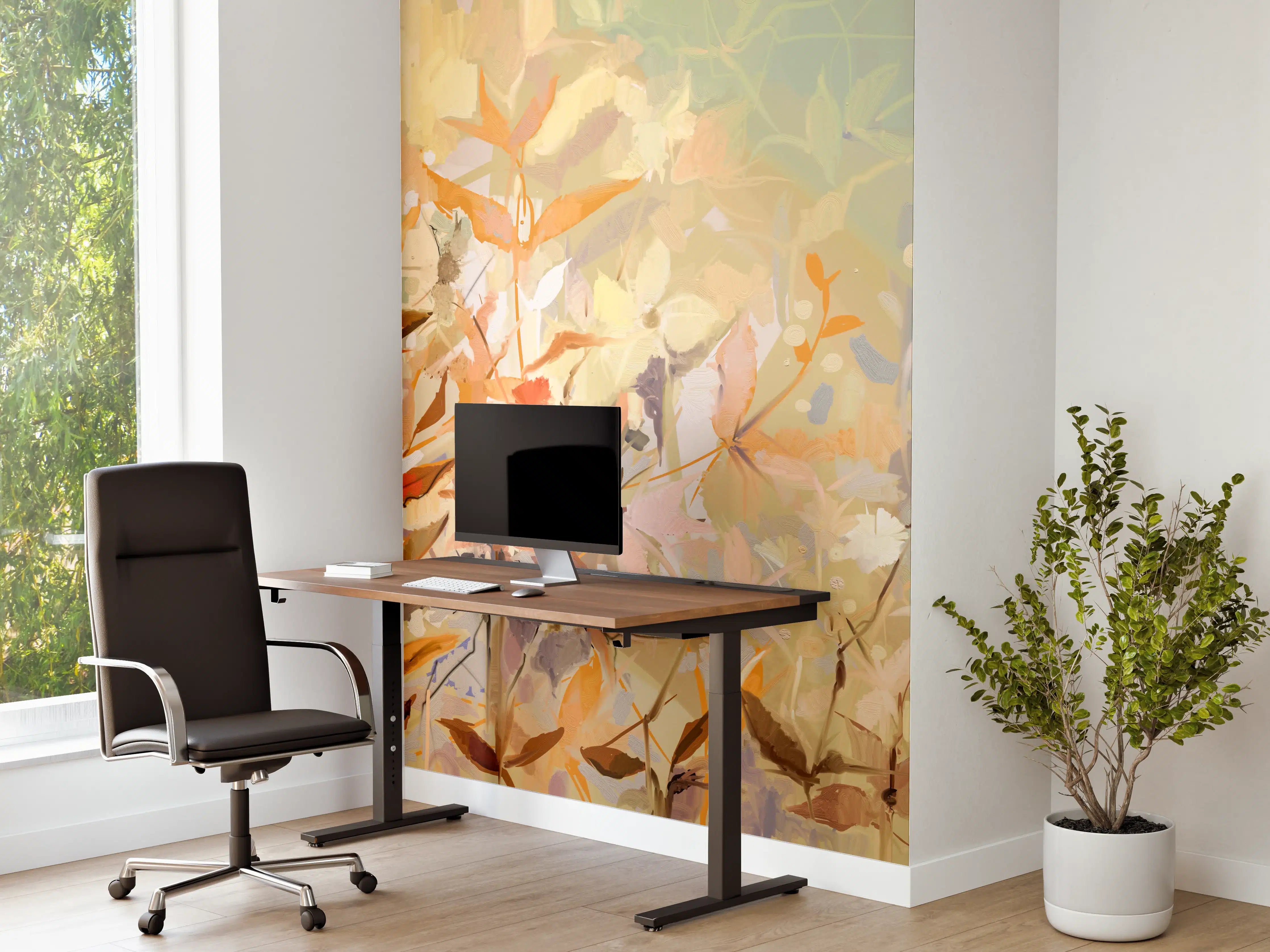 Büro Wandgestaltung - Abstraktes Ölgemälde von bunten Blumen