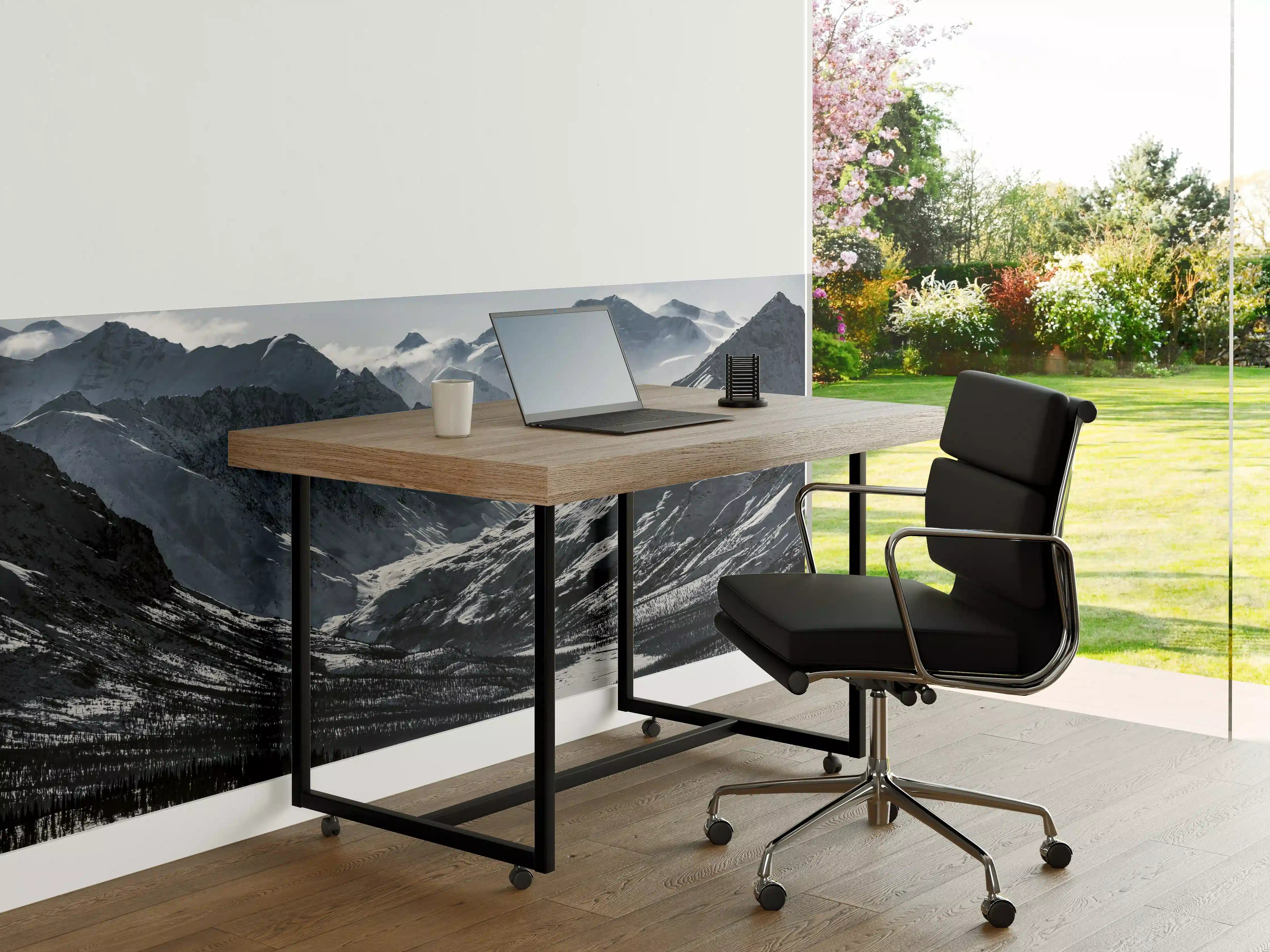 Büro Wandgestaltung - Alaskas Bergwelt in Weiß-Grau