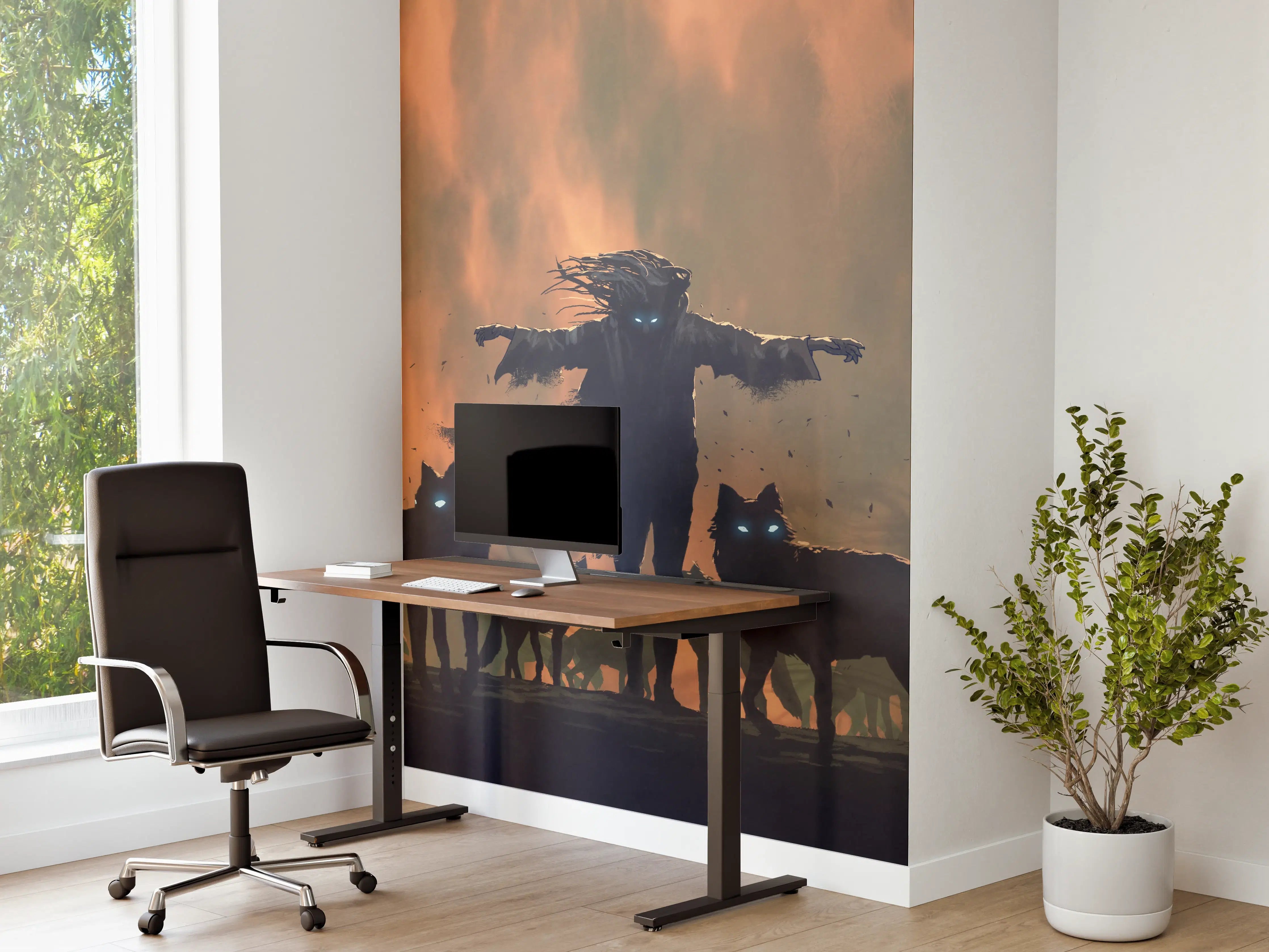 Büro Wandgestaltung - Alpha-Wolf Silhouette Dämmerung