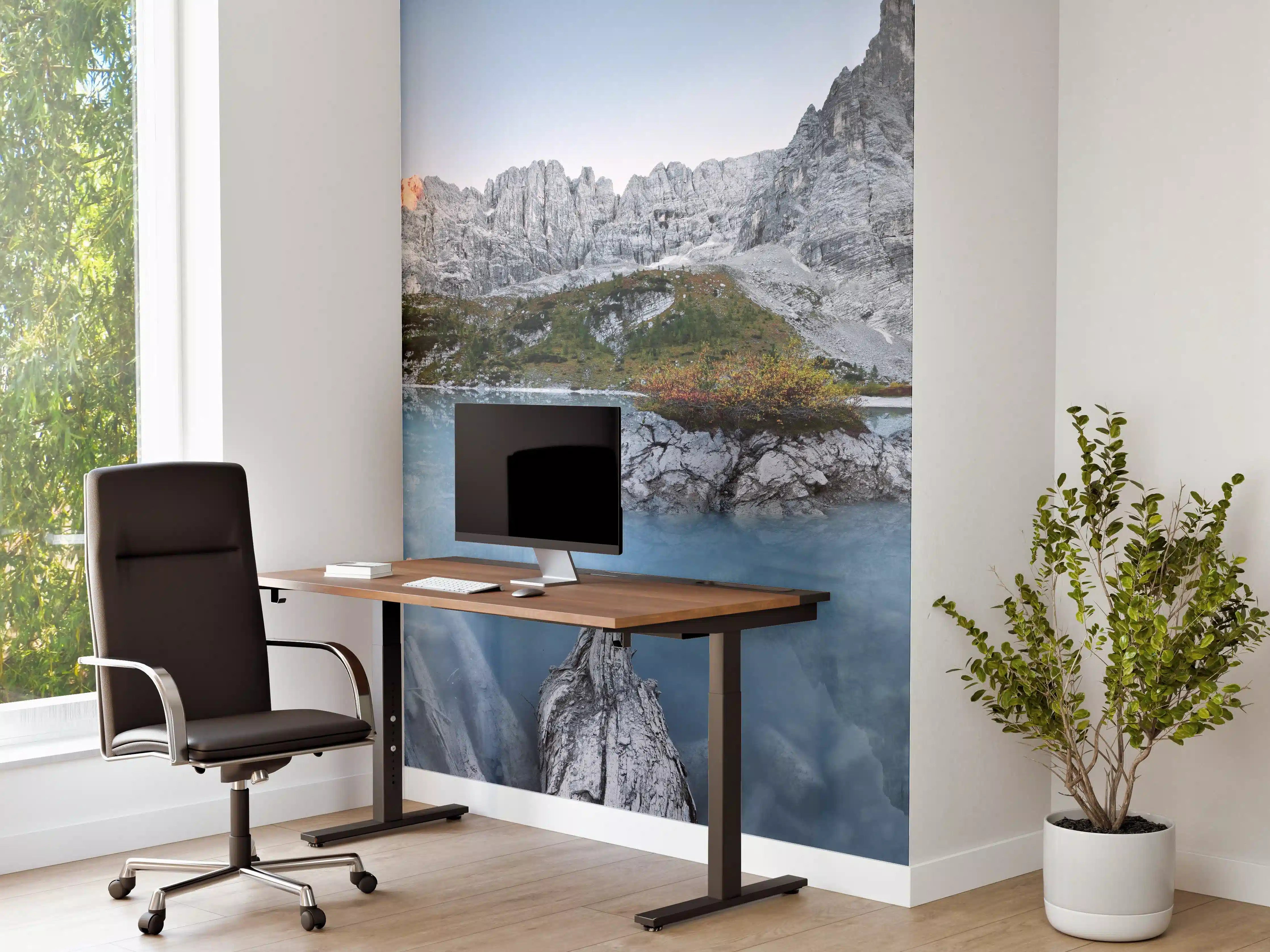 Büro Wandgestaltung - Alpine Seenlandschaft in Abenddämmerung