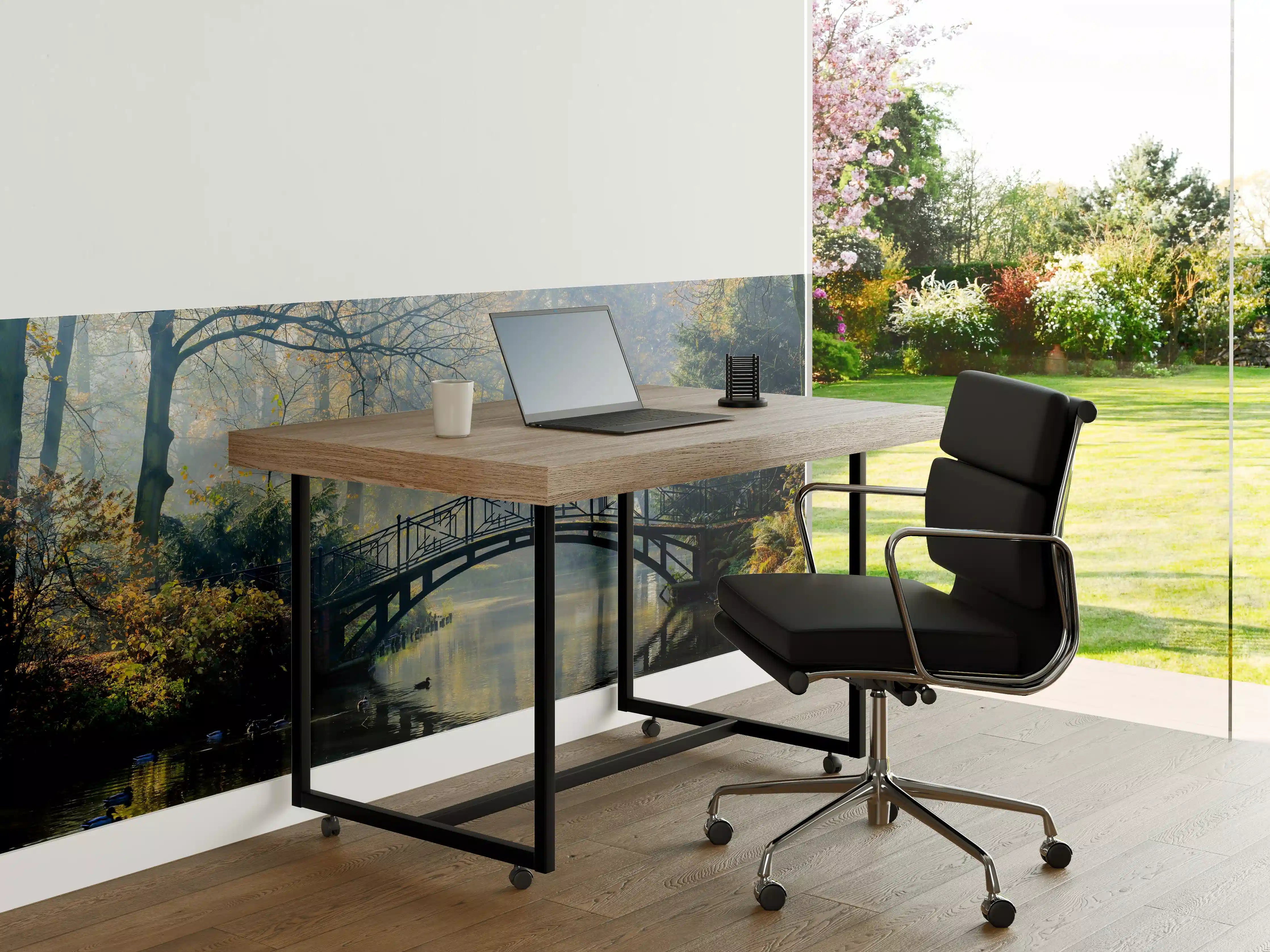Büro Wandgestaltung - Alte Brücke im herbstlich nebligen Park