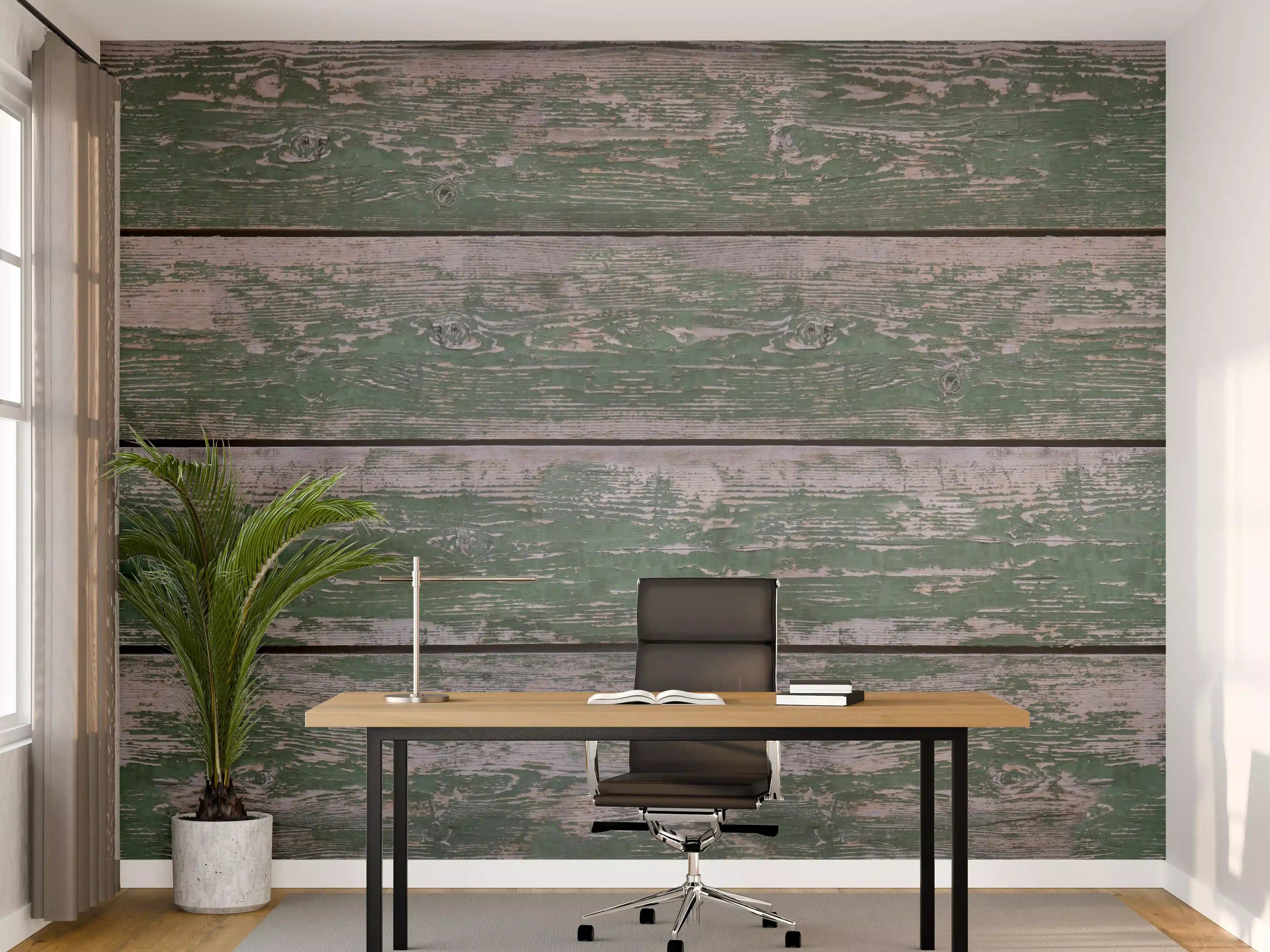 Büro Wandgestaltung - Alte grünliche Holztextur