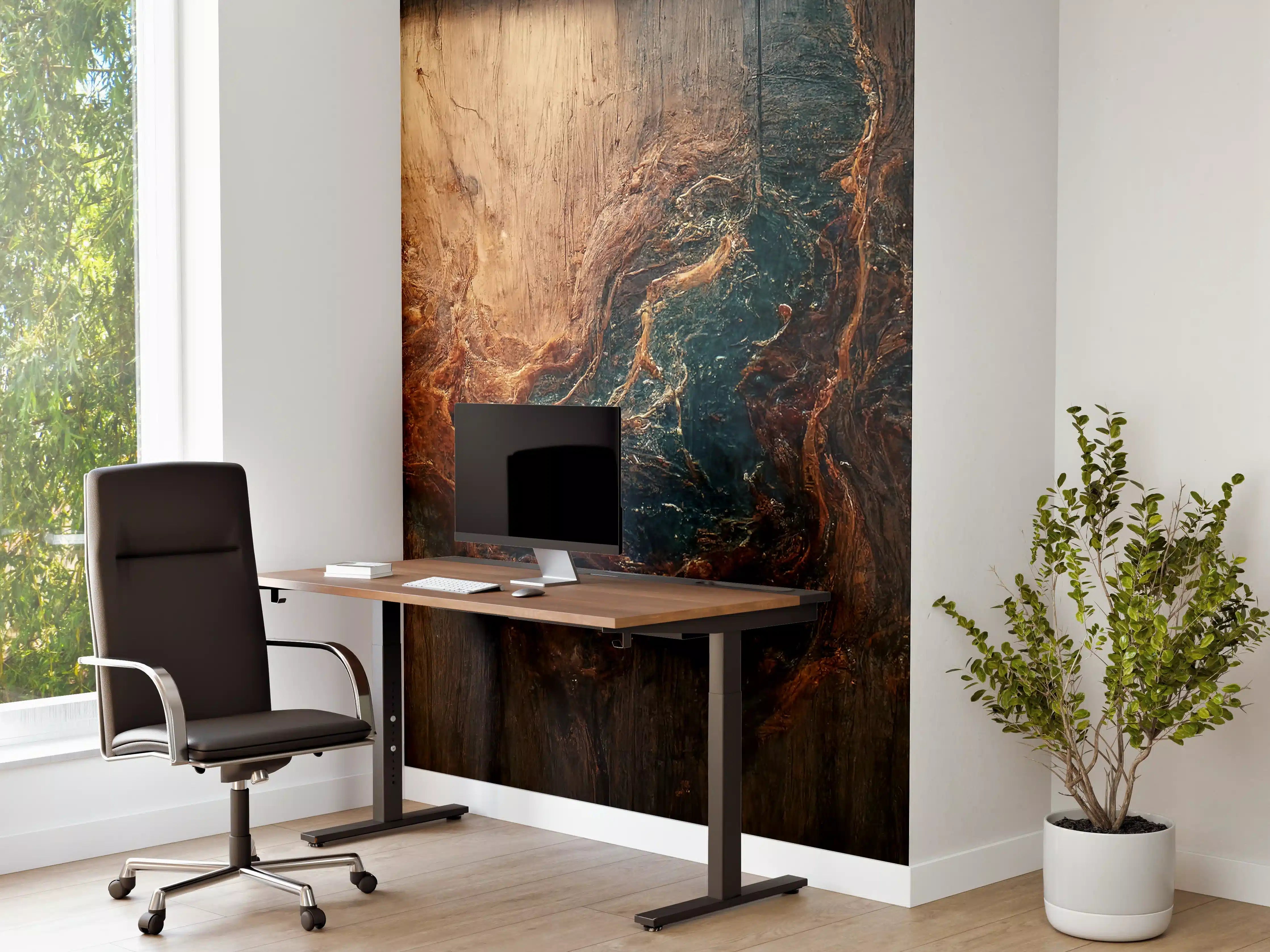 Büro Wandgestaltung - Alter Holzhintergrund mit blauem Harz