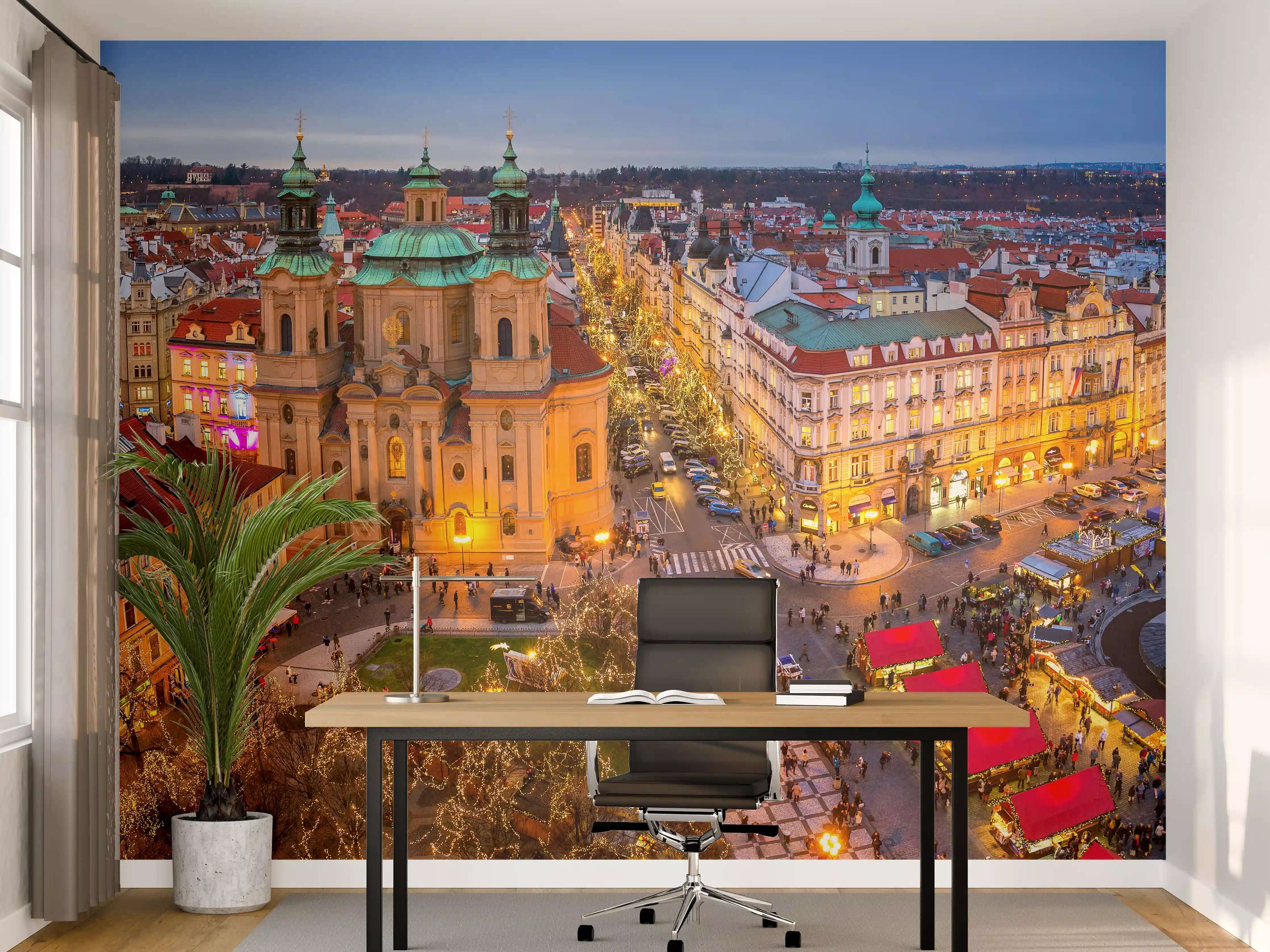 Büro Wandgestaltung - Altstadt von Prag zu Weihnachten
