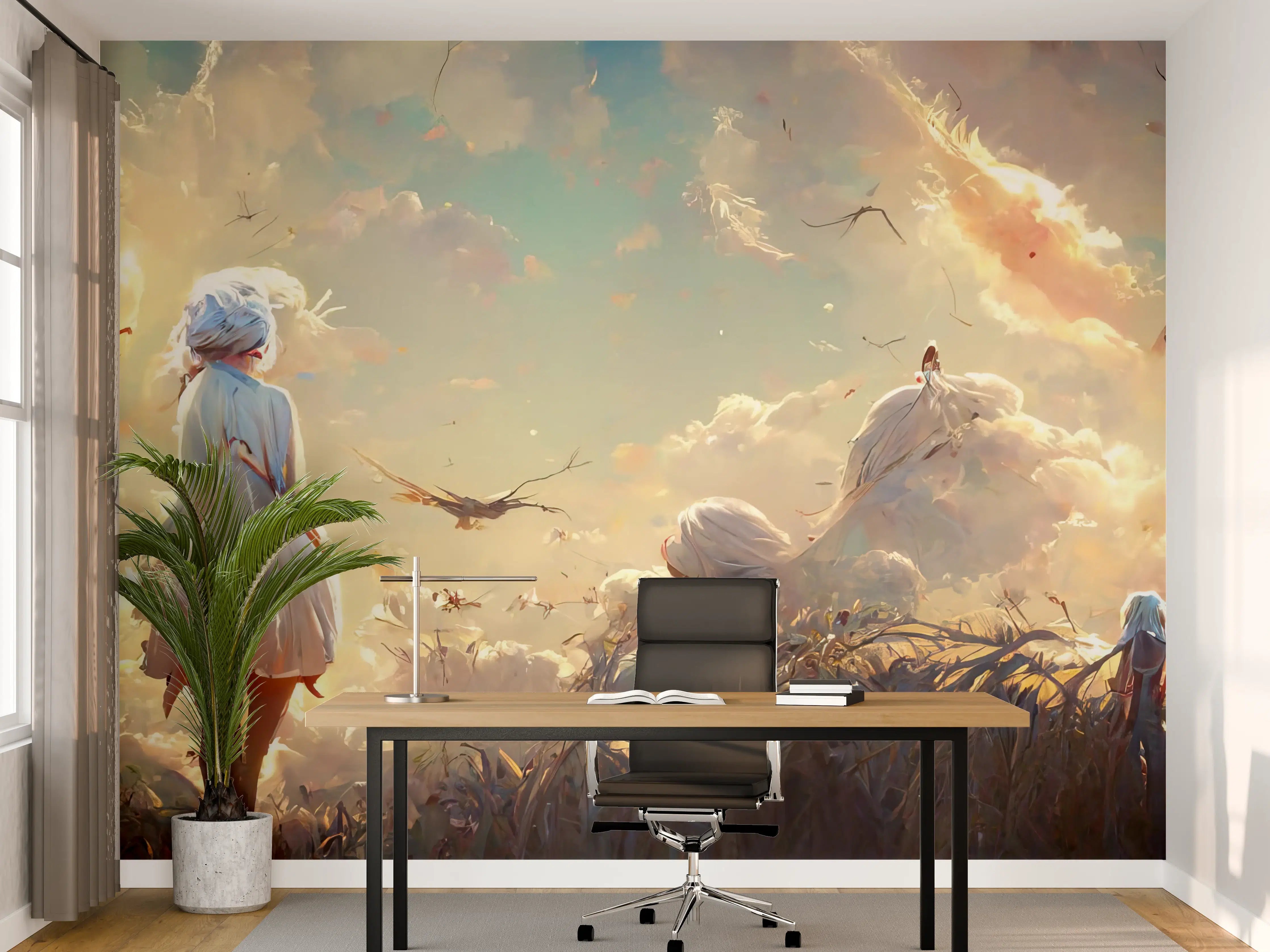 Büro Wandgestaltung - Animierte Figuren bei Sonnenuntergang