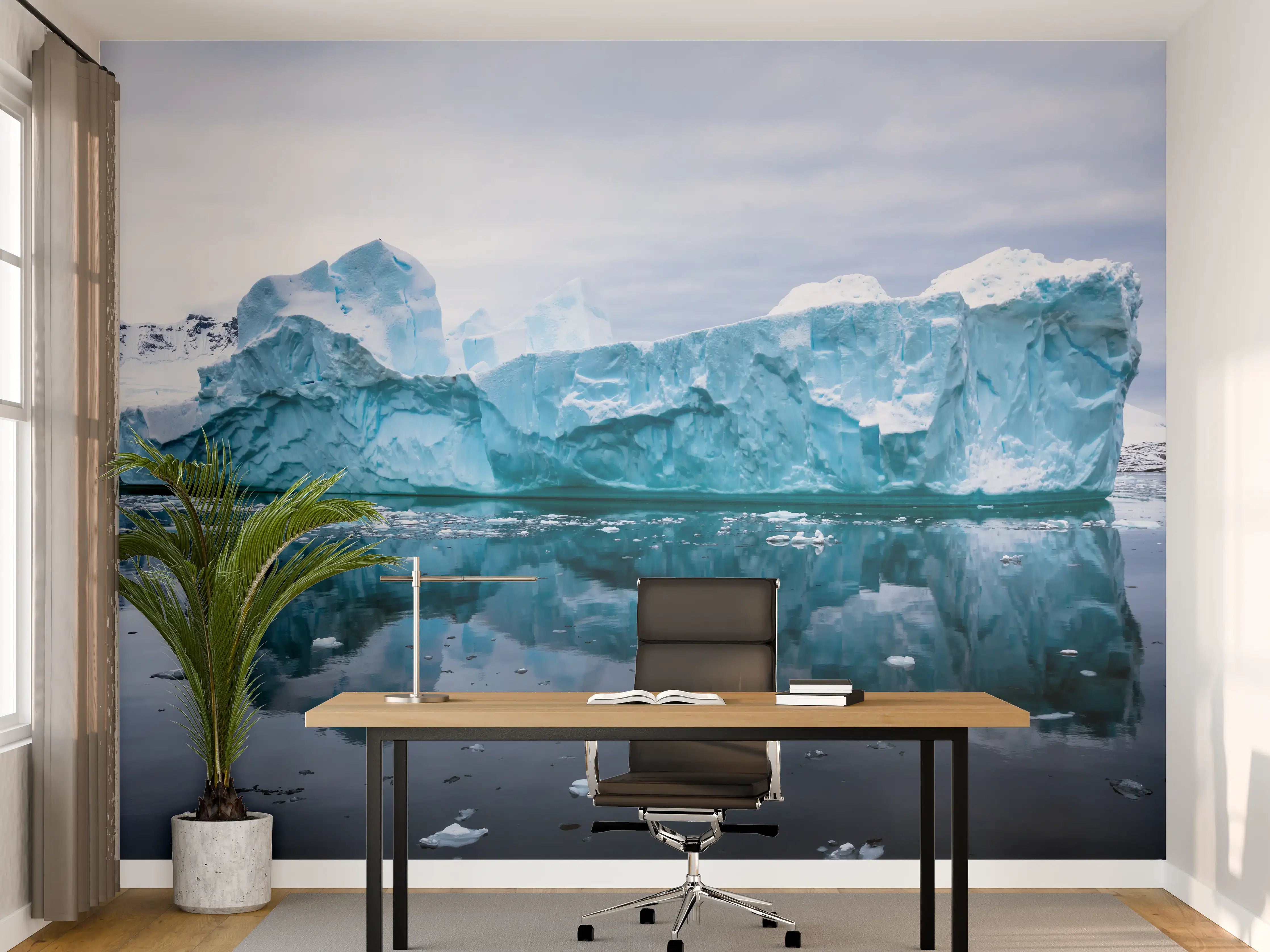Büro Wandgestaltung - Antarktis Eisberg in Blautönen