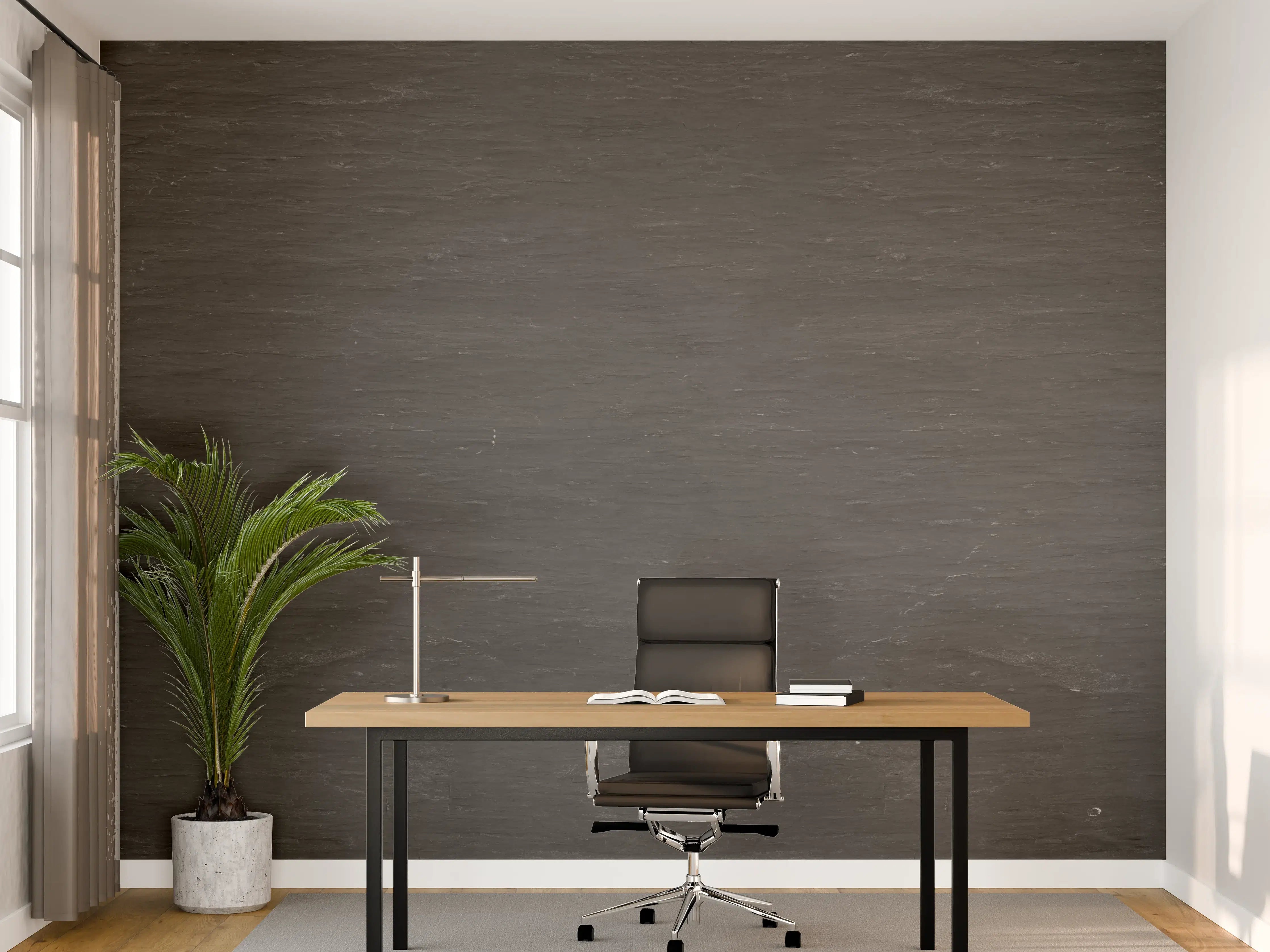 Büro Wandgestaltung - Anthrazit Schiefer Textur Panorama