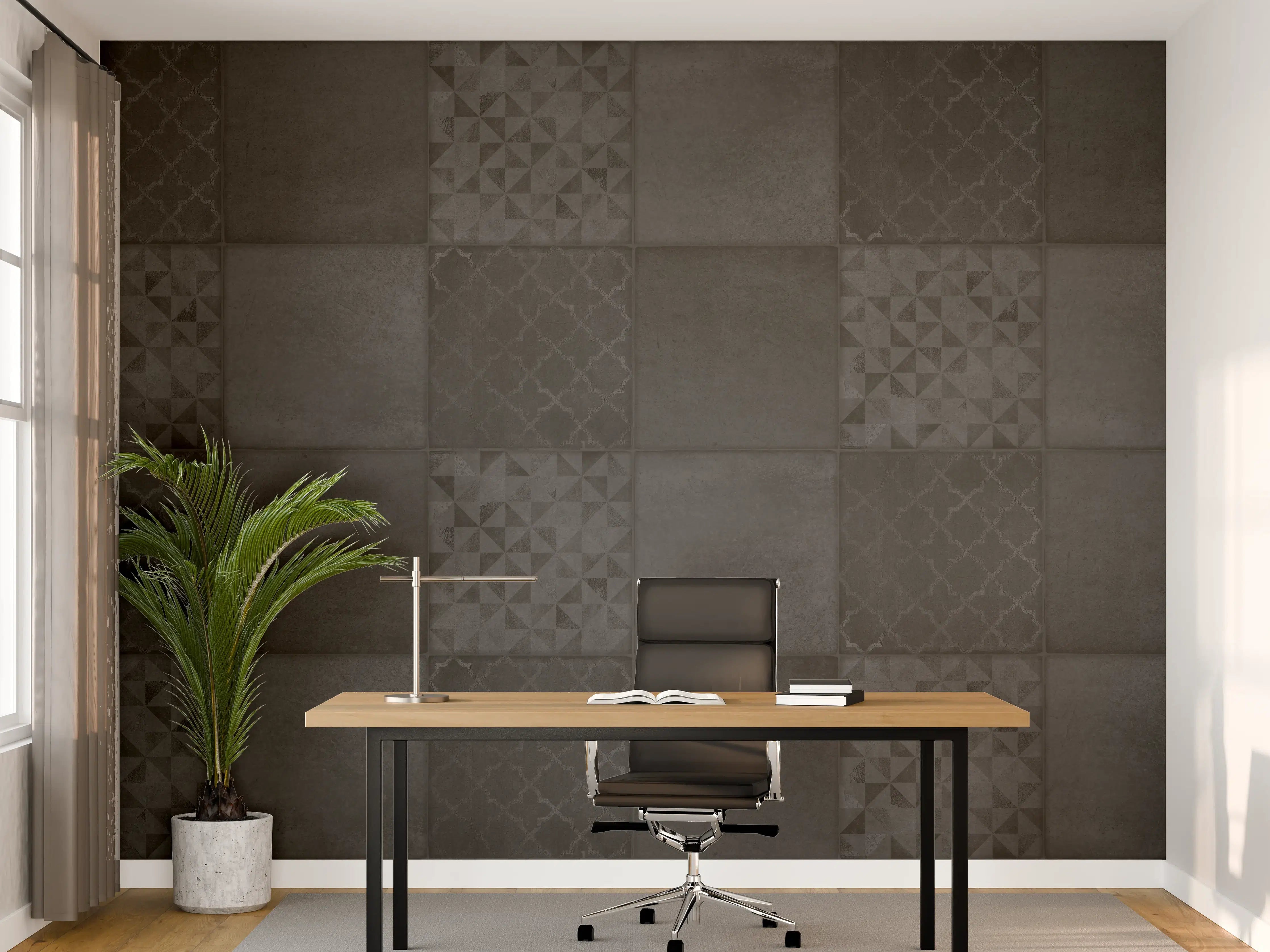 Büro Wandgestaltung - Anthrazitfarbene vintage Fliesen