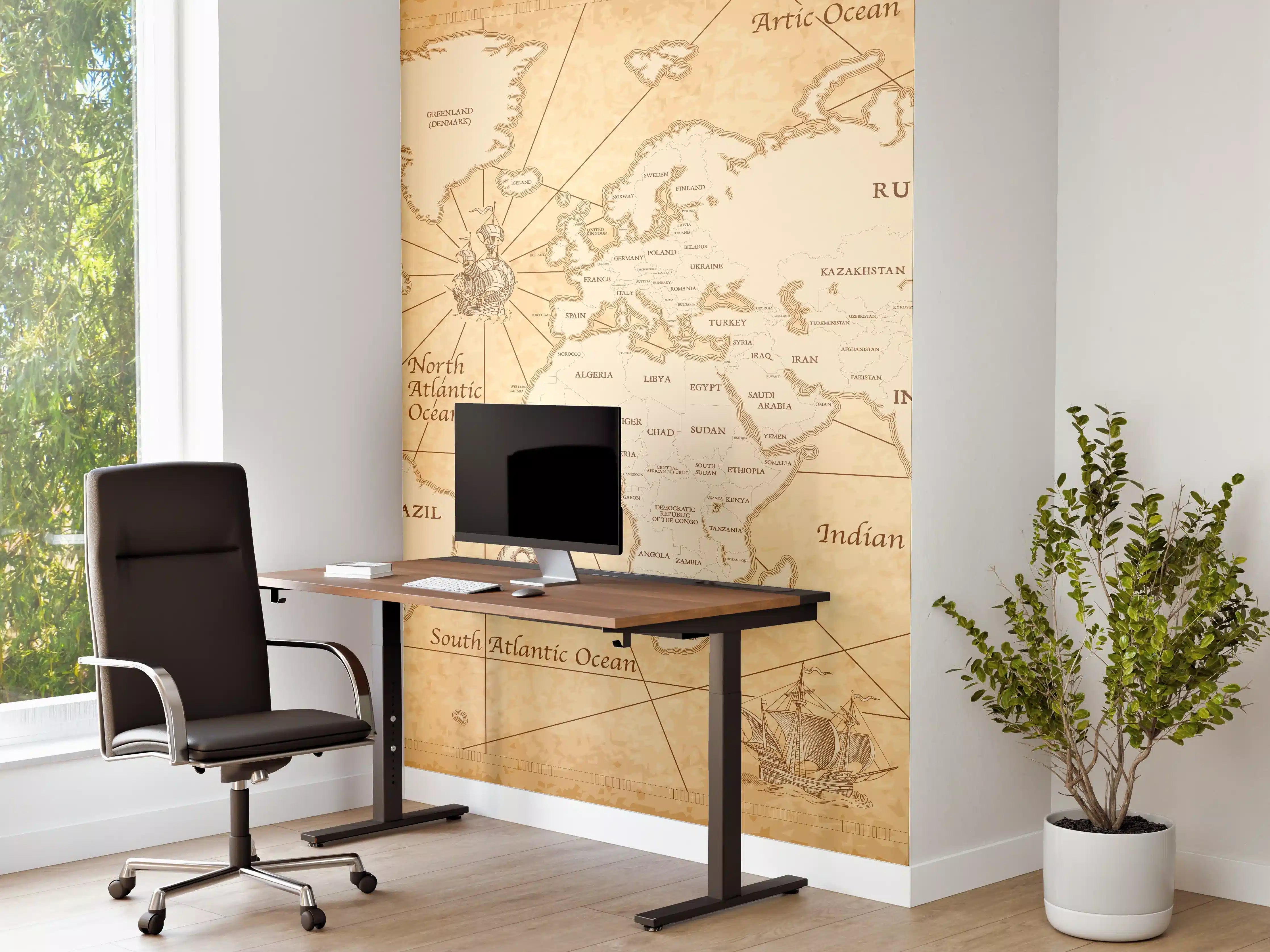 Büro Wandgestaltung - Antike Stil Weltkarte