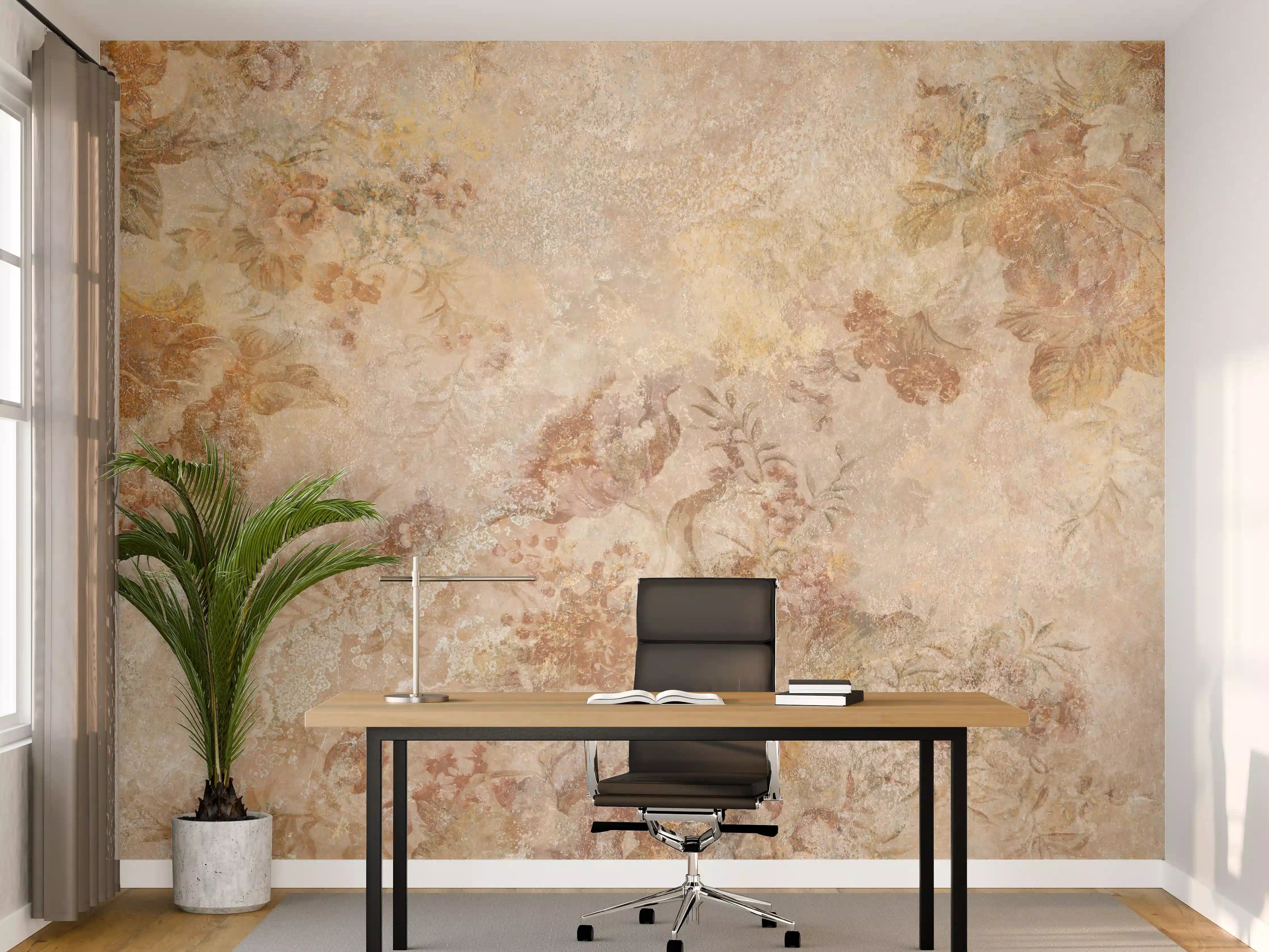 Büro Wandgestaltung - Antikes Blumen Design