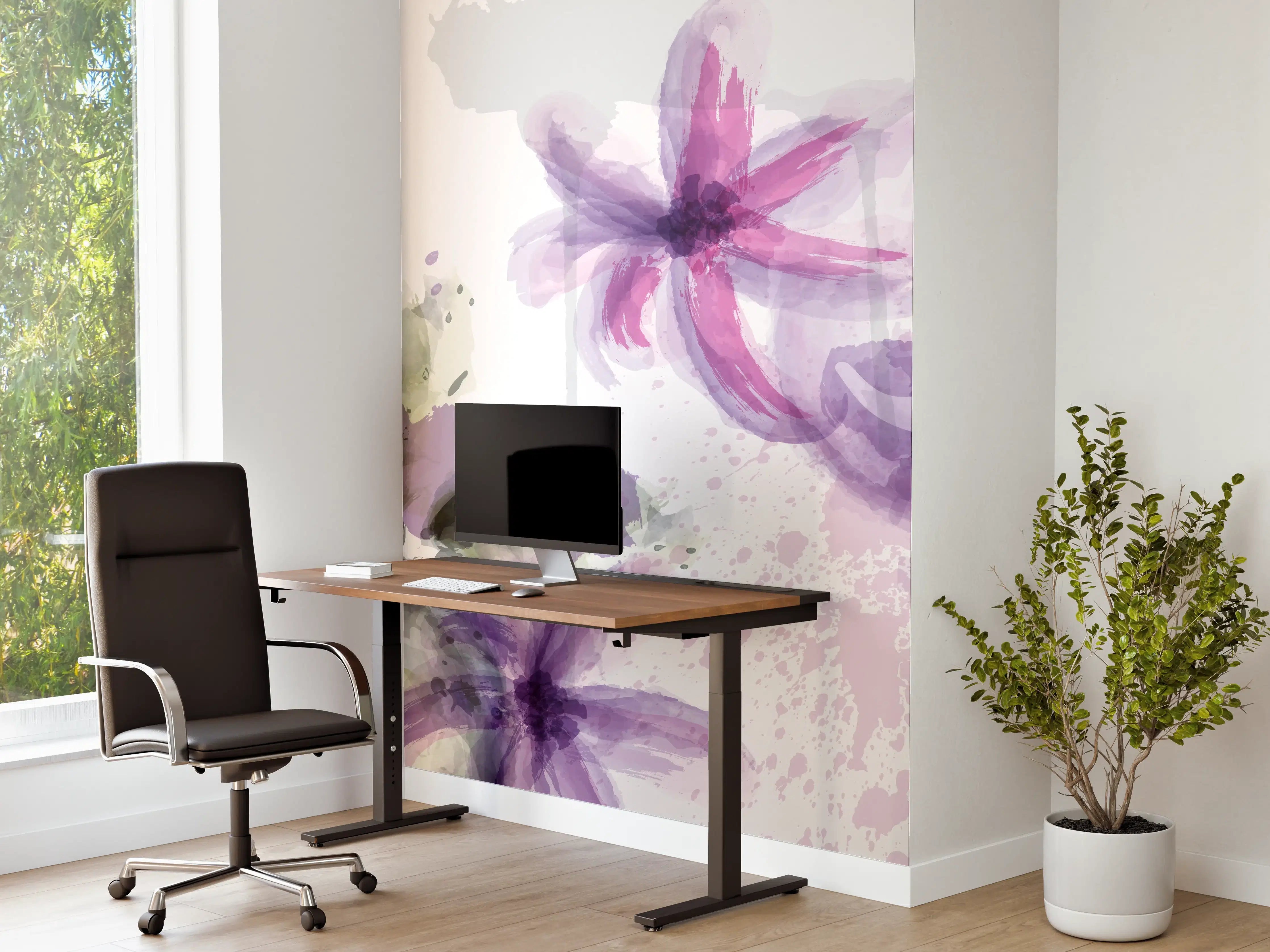 Büro Wandgestaltung - Aquarall Blumen