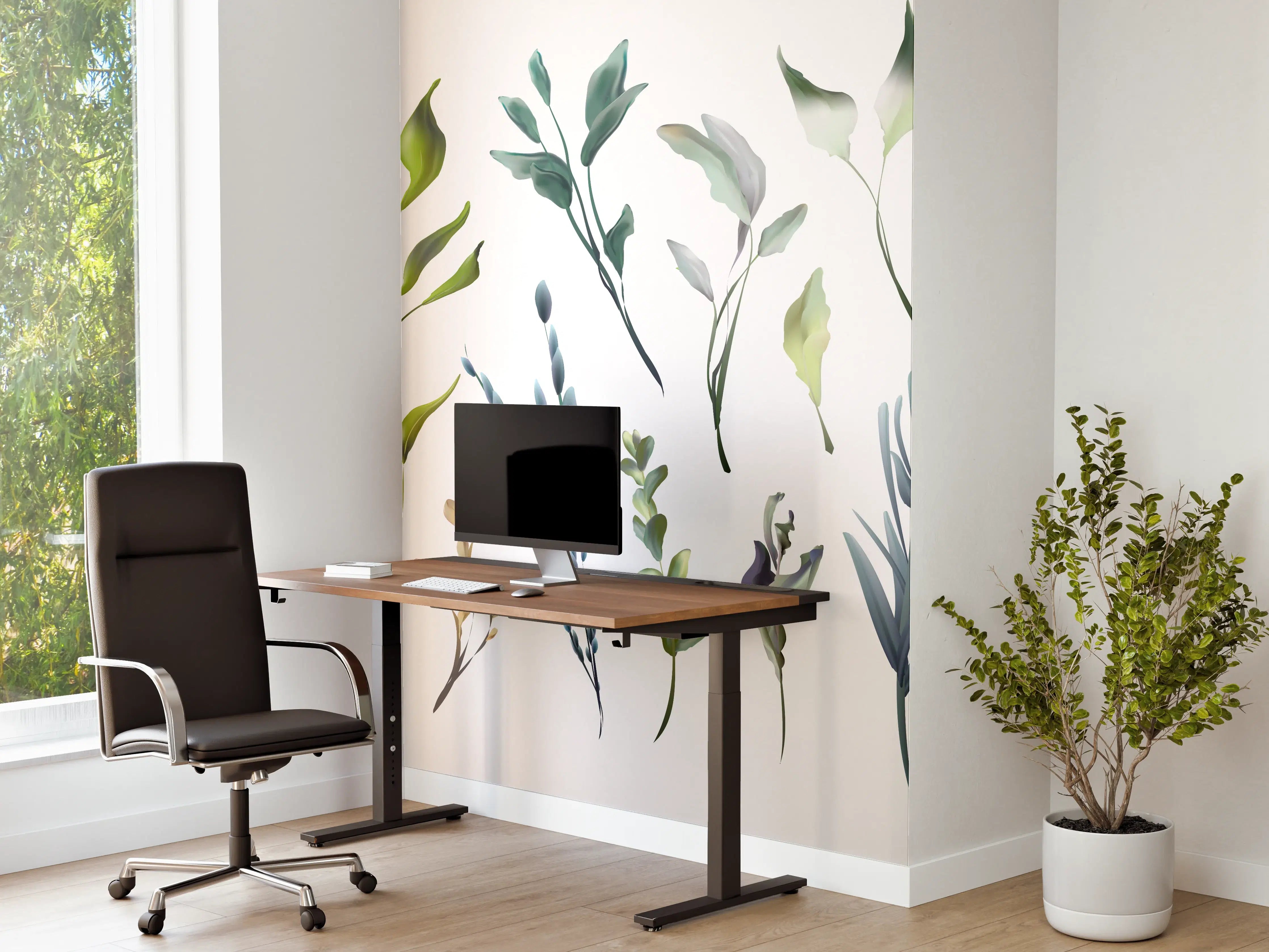 Büro Wandgestaltung - Aquarell Blätter Silhouetten Set