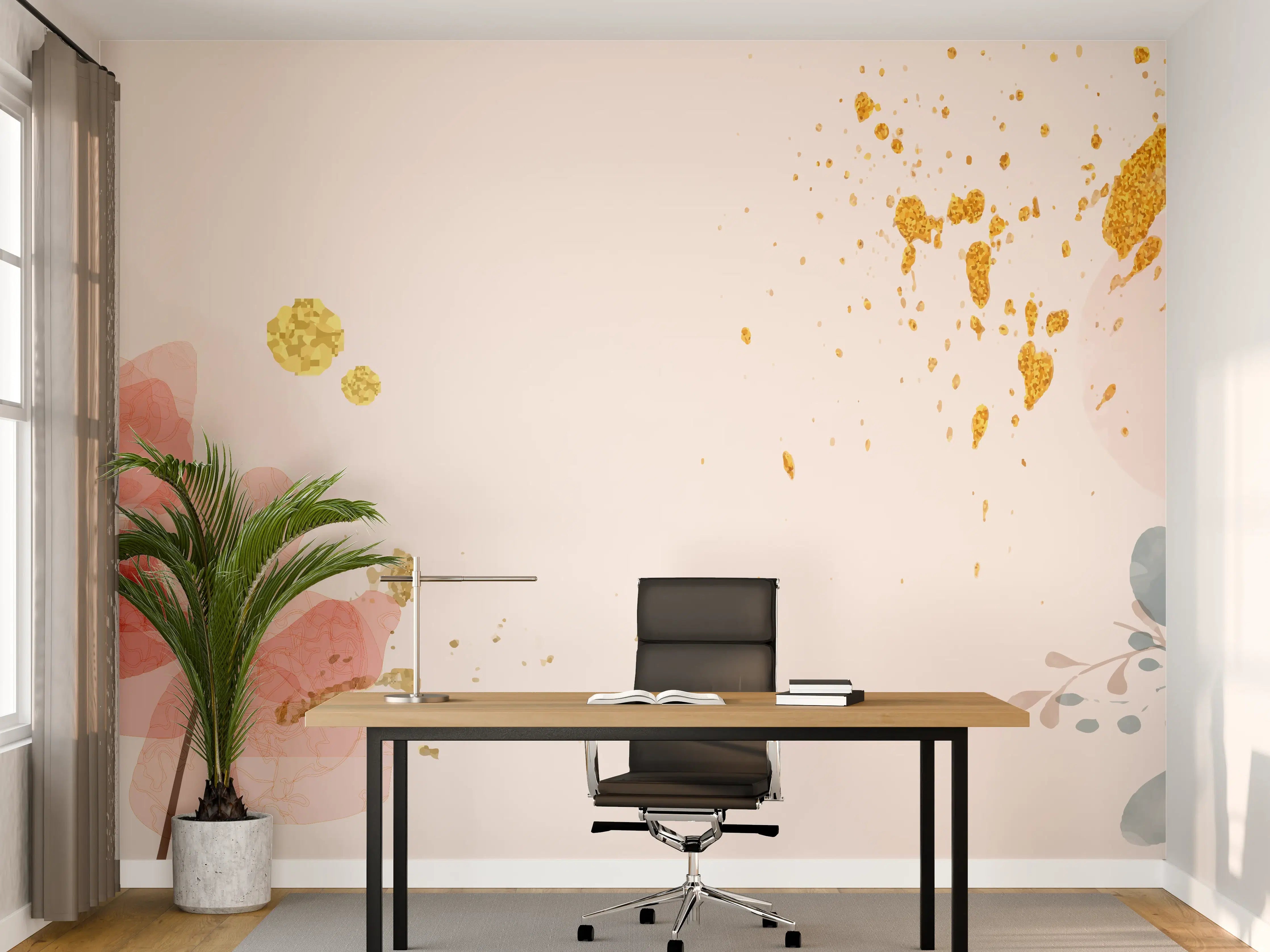 Büro Wandgestaltung - Aquarell Blumen Abstrakt