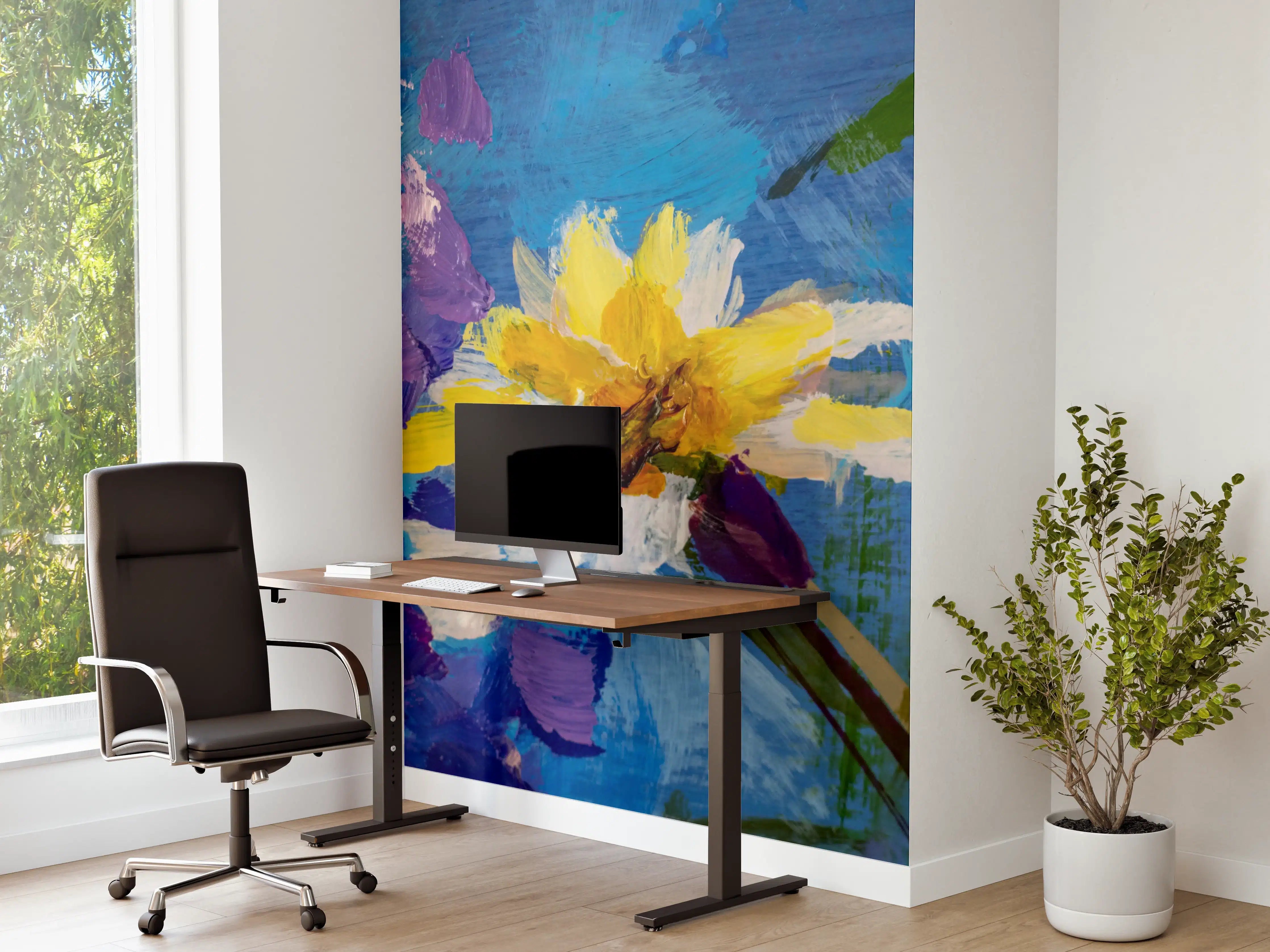 Büro Wandgestaltung - Aquarell Blumengemälde (Claude Monet)