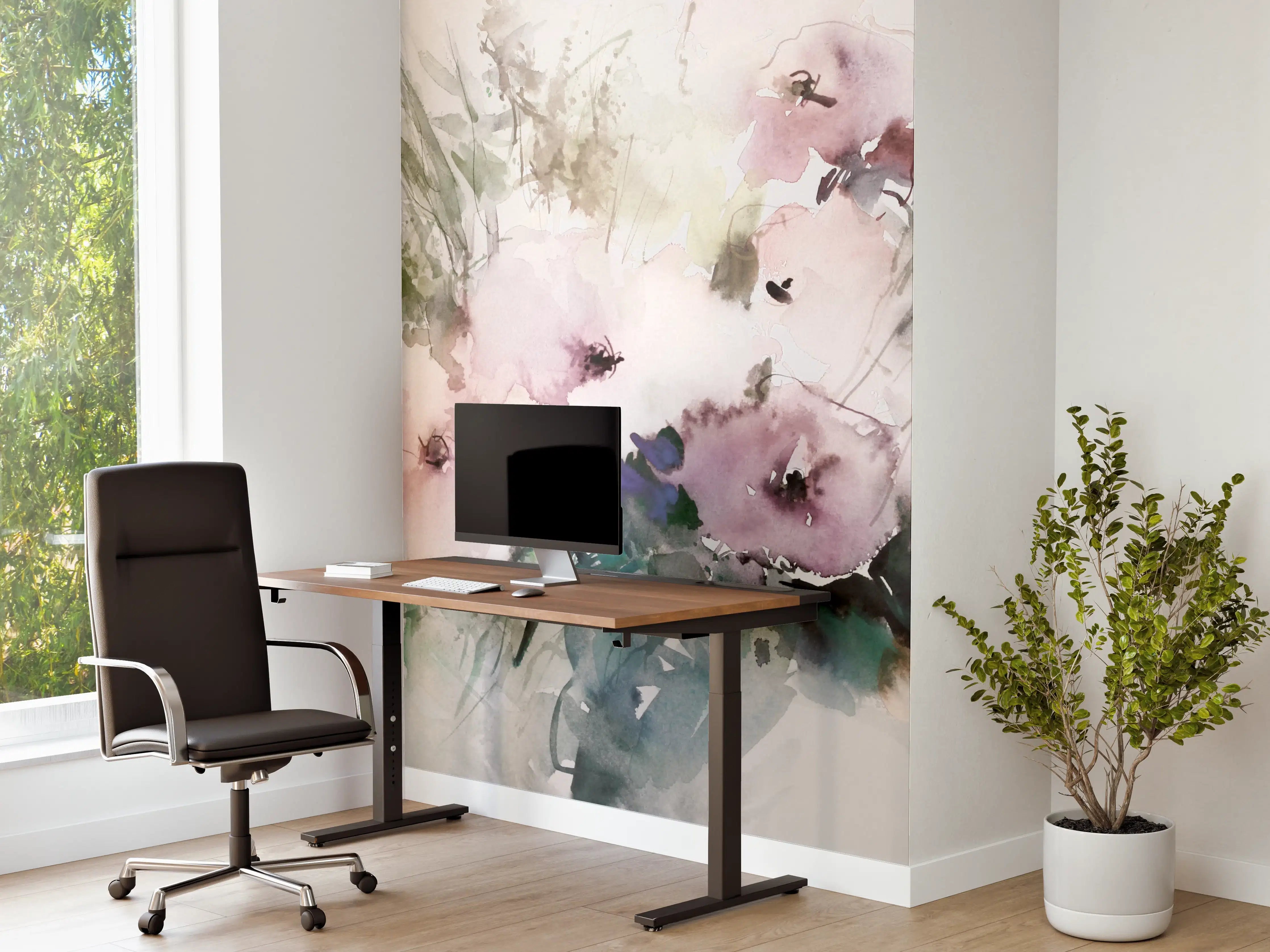 Büro Wandgestaltung - Aquarell-Blumenstrauß in Pastellfarben