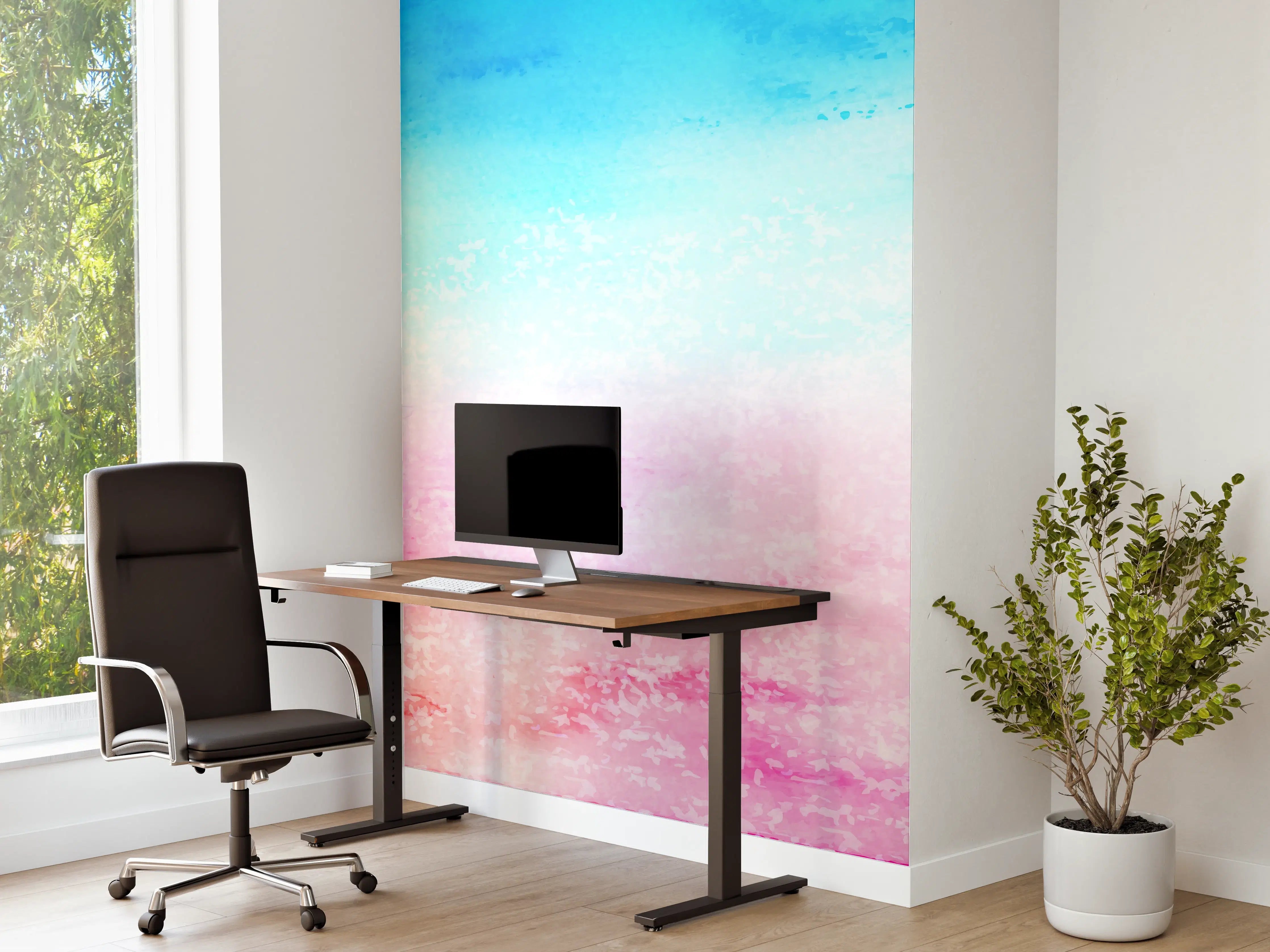 Büro Wandgestaltung - Aquarell Frühlingsbaum Rosa