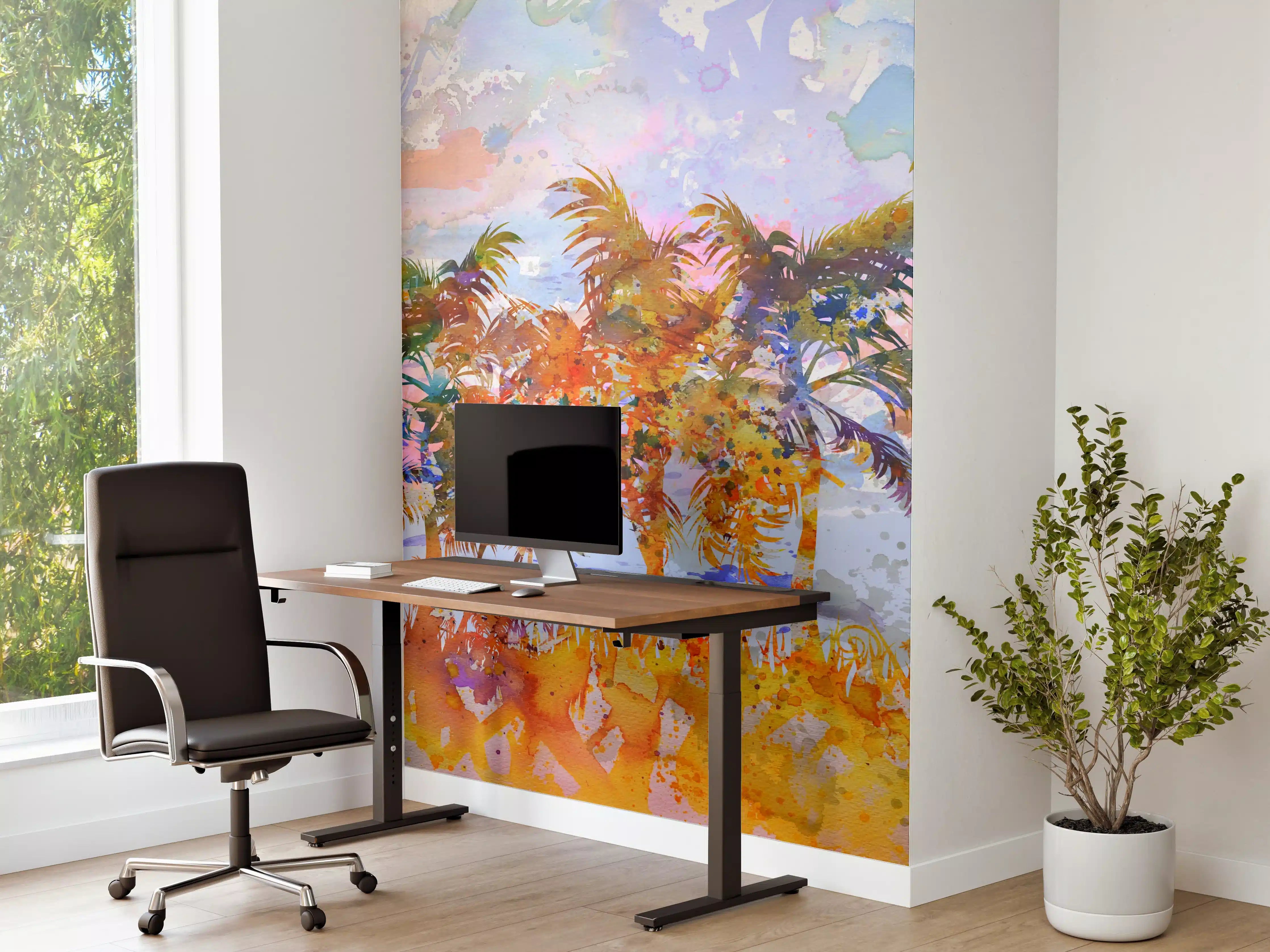 Büro Wandgestaltung - Aquarell von tropischem Strand