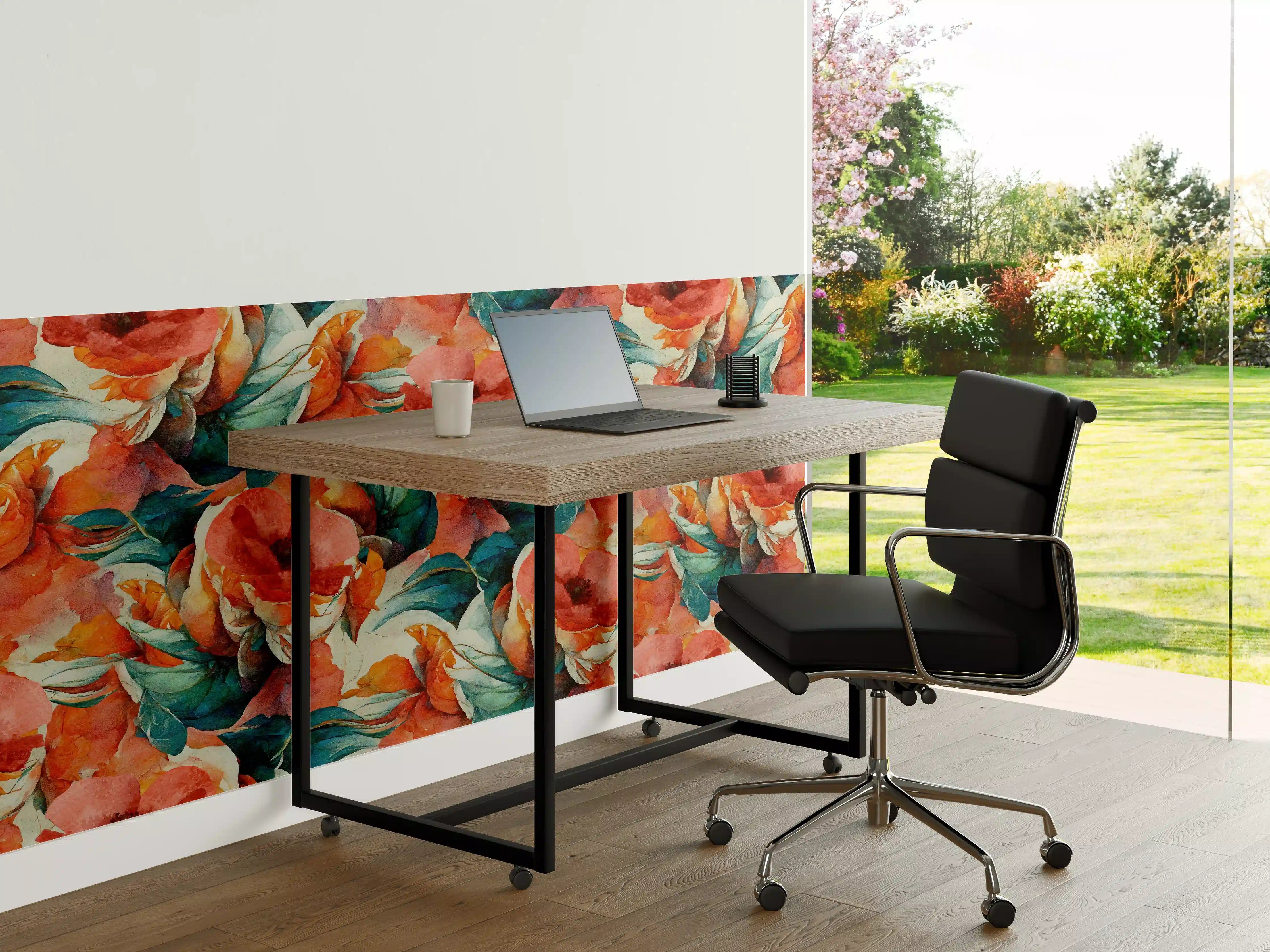 Büro Wandgestaltung - Aquarellpapier - Florales Muster