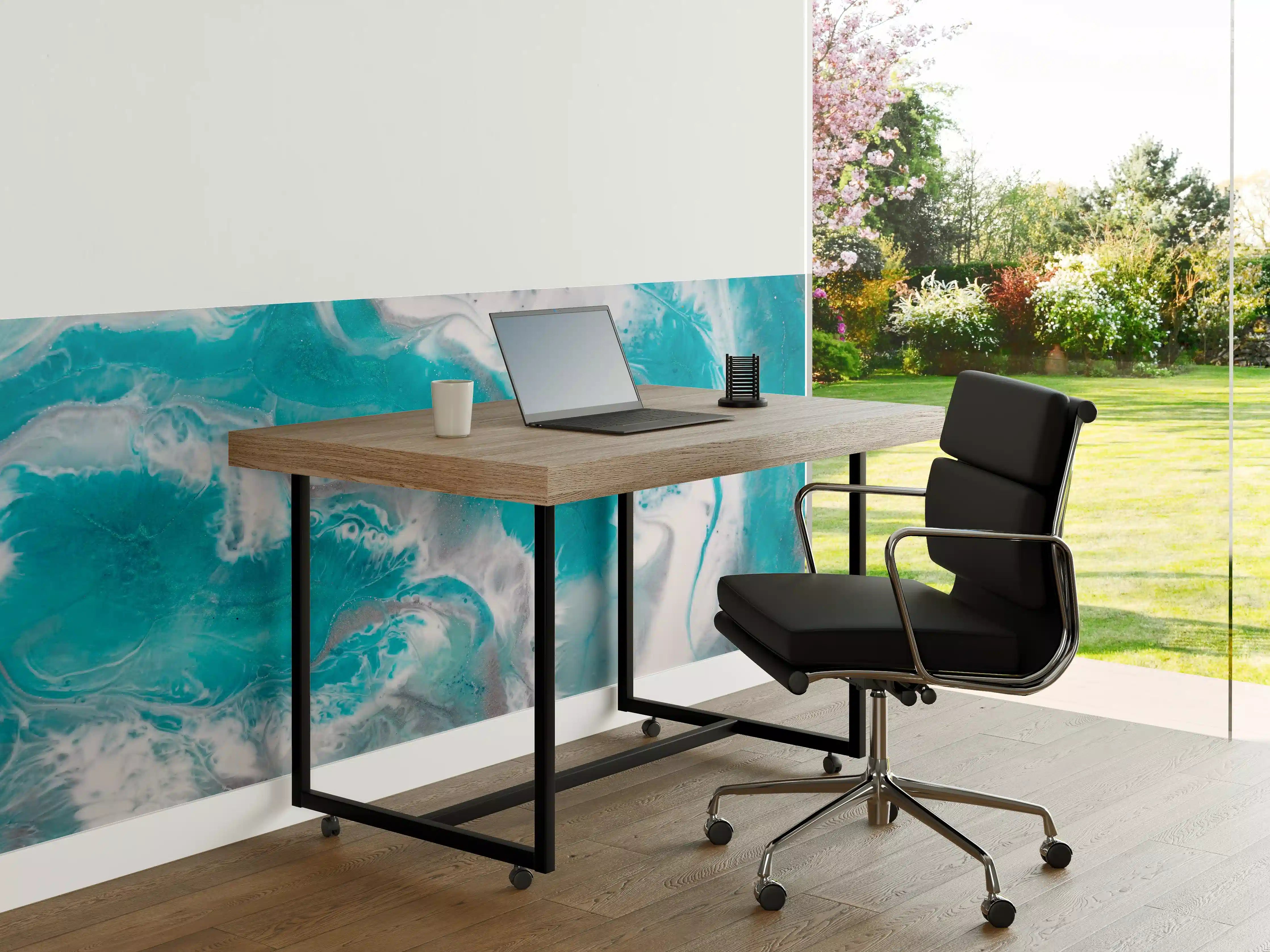 Büro Wandgestaltung - Aquatische Abstraktion in Blau und Weiß
