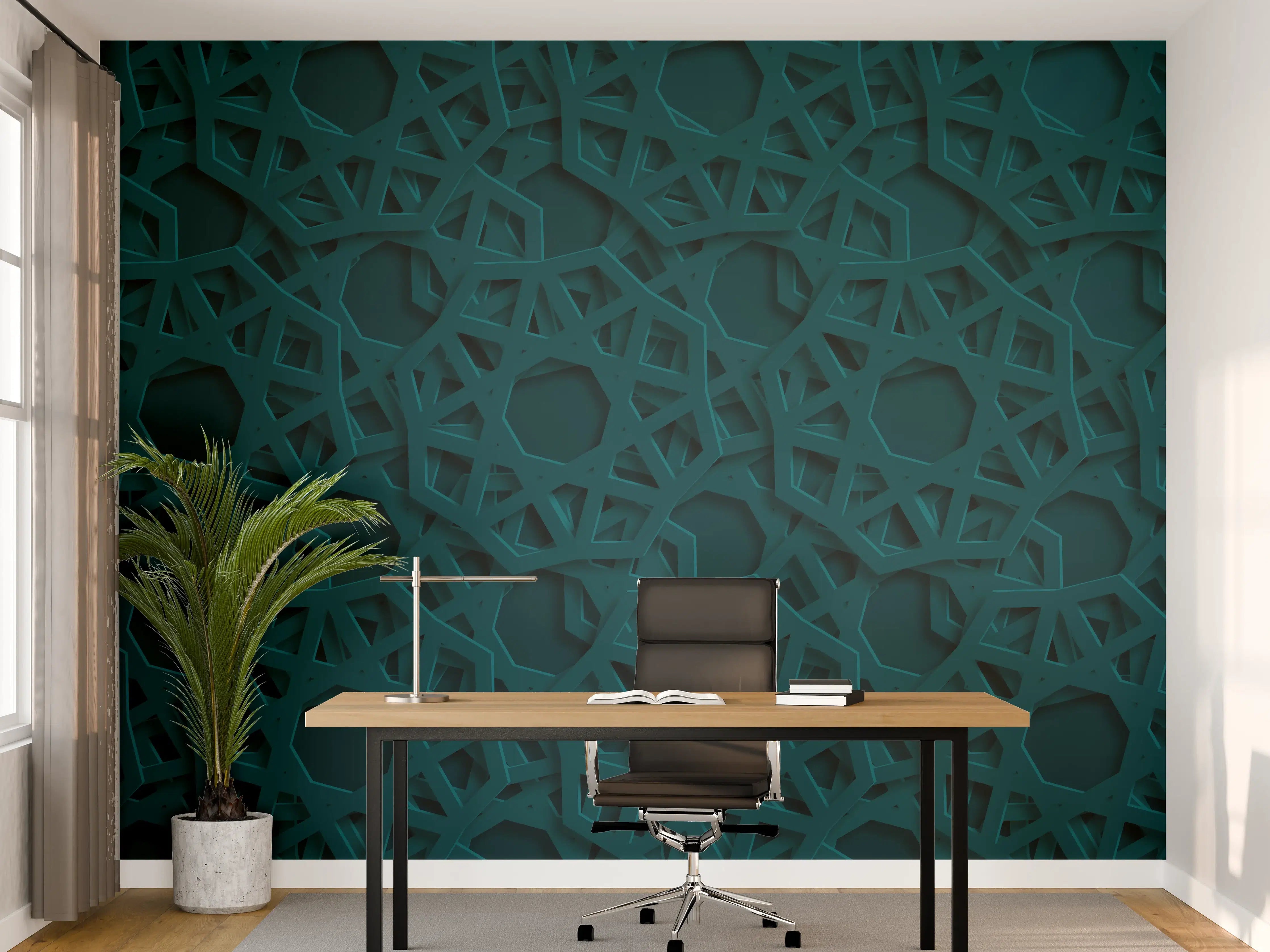 Büro Wandgestaltung - Arabisches Muster Blau Dunkel