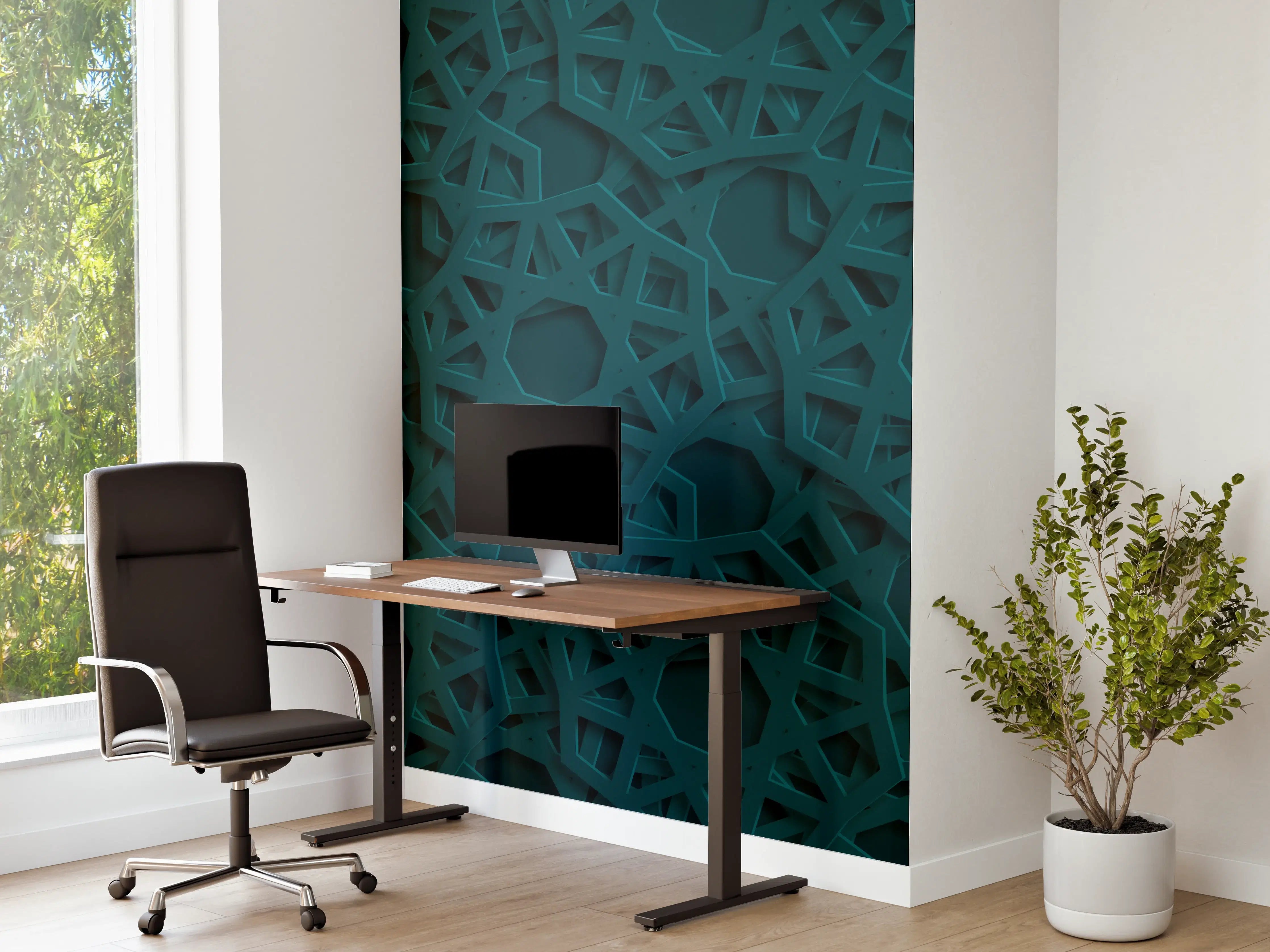 Büro Wandgestaltung - Arabisches Muster Blau Dunkel