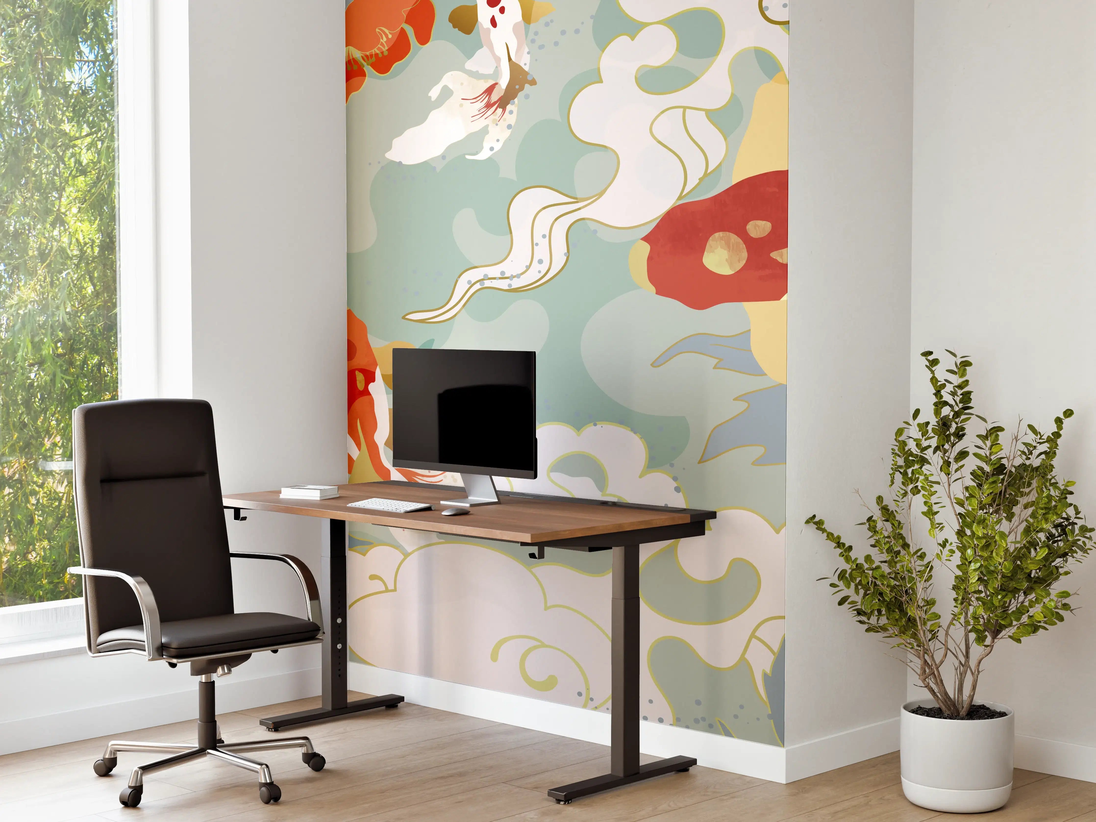 Büro Wandgestaltung - Asiatisches Koi-Karpfen-Muster