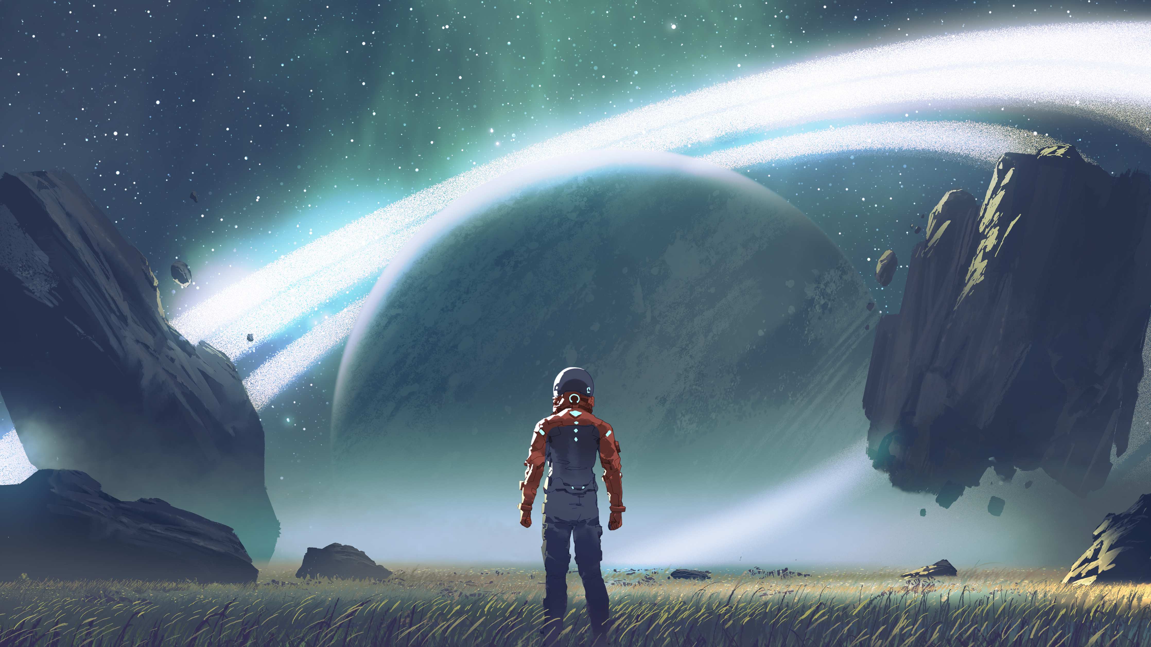 Büro Wandgestaltung-Astronaut Planeten-Erkundung