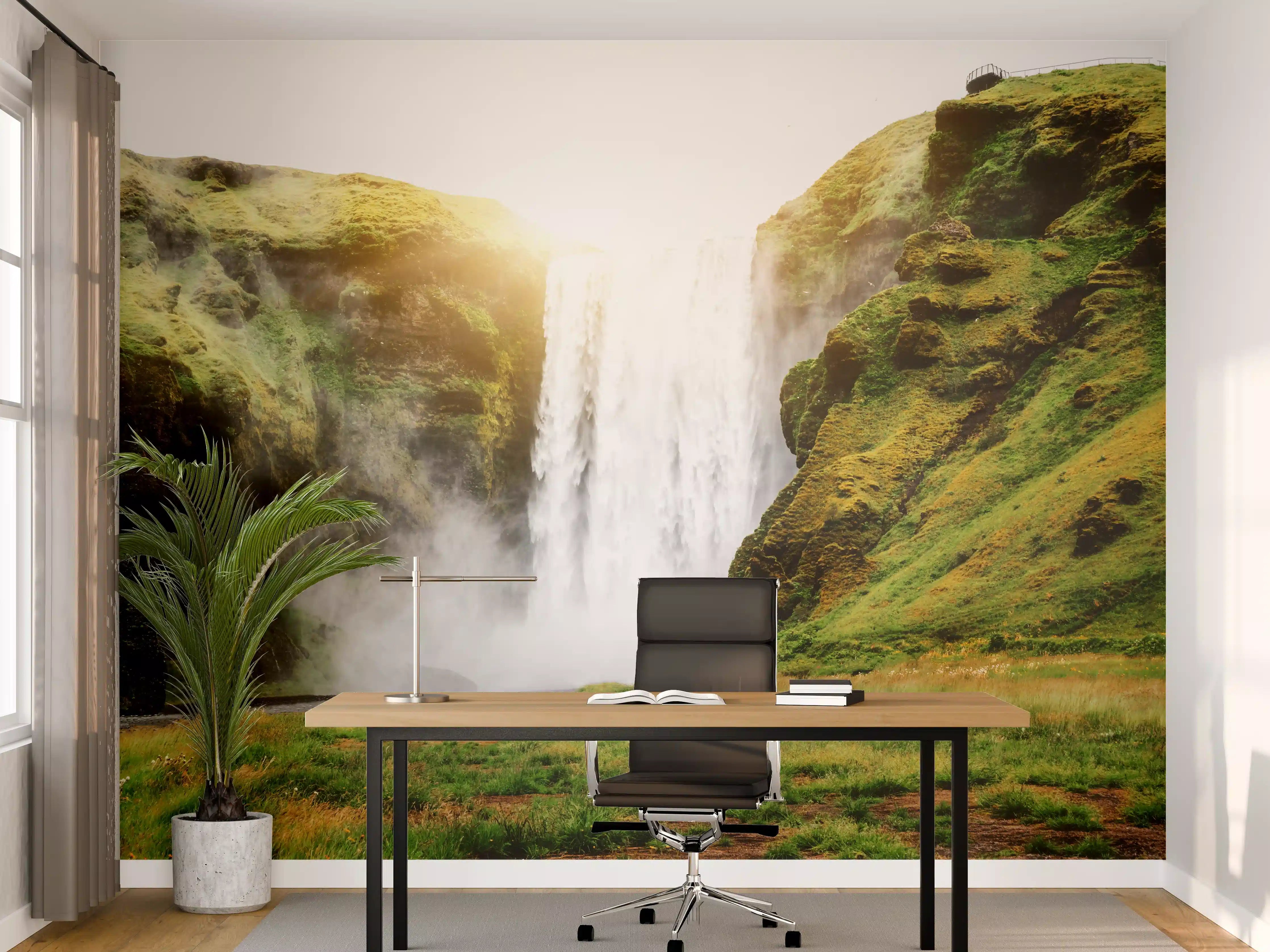 Büro Wandgestaltung - Atemberaubender Wasserfall in Island