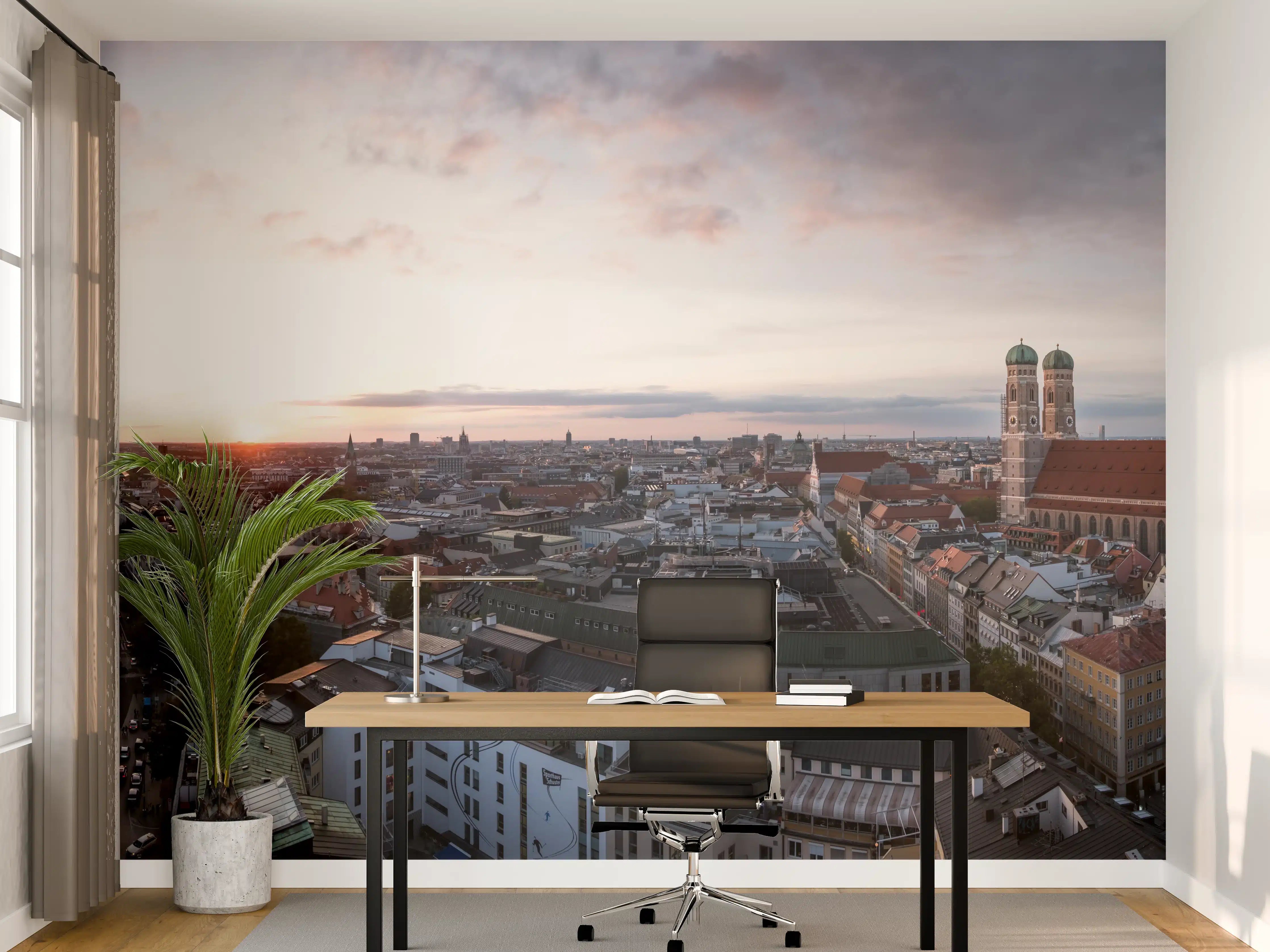 Büro Wandgestaltung - Aussicht über München mit Frauenkirche und Rathaus