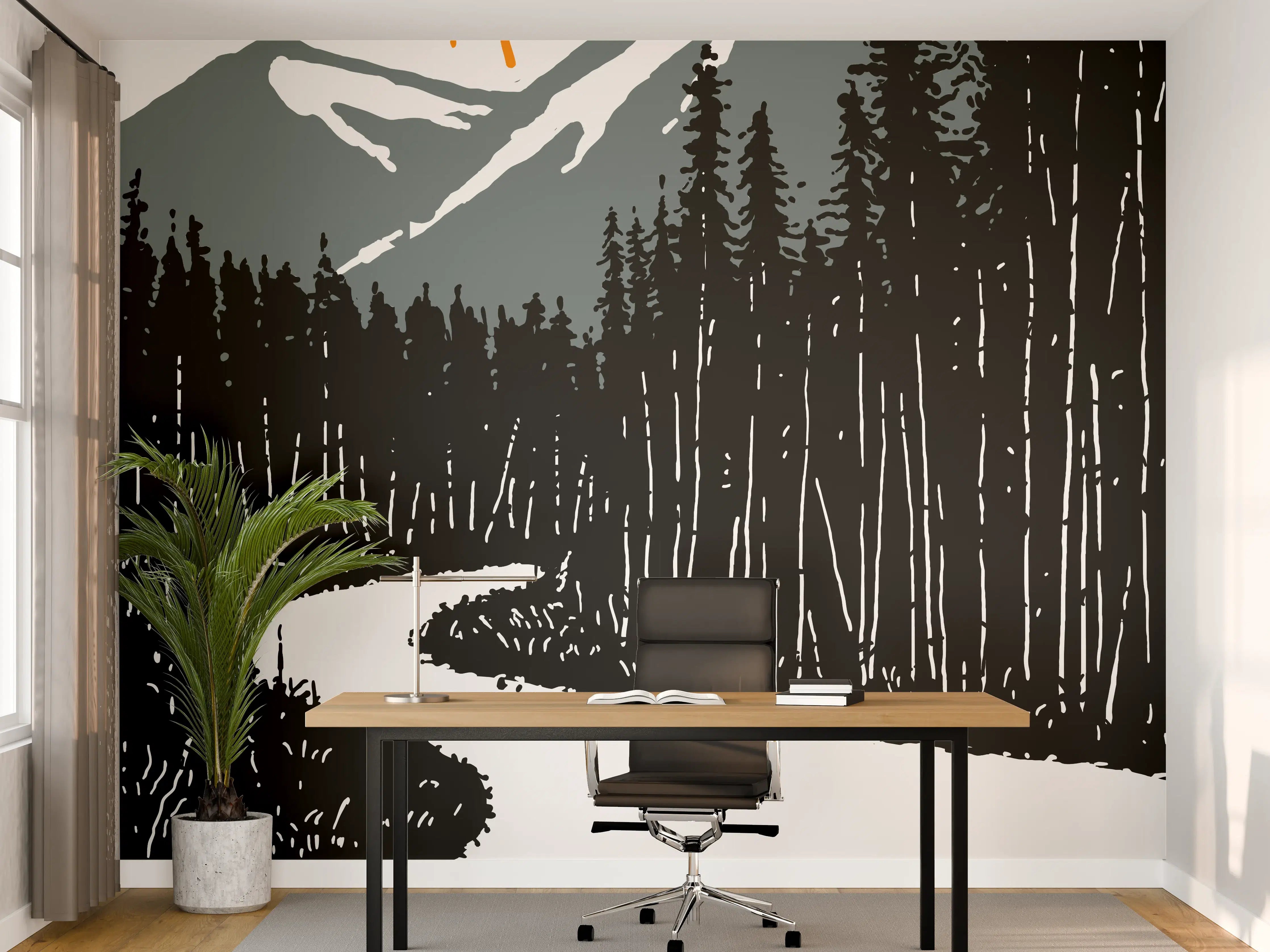 Büro Wandgestaltung - Bär auf einem Waldweg