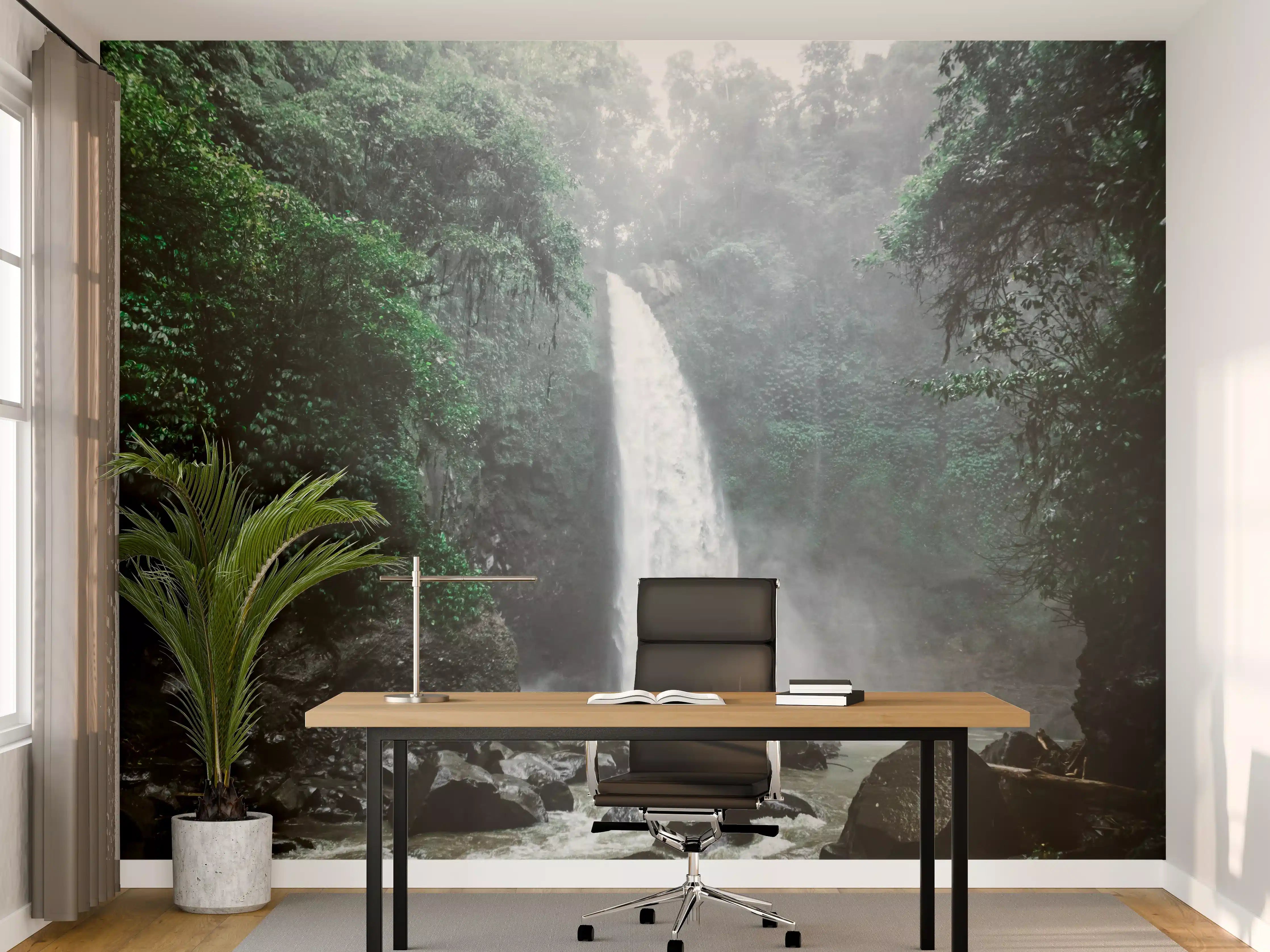 Büro Wandgestaltung - Bali-Wasserfall im tiefen Dschungel