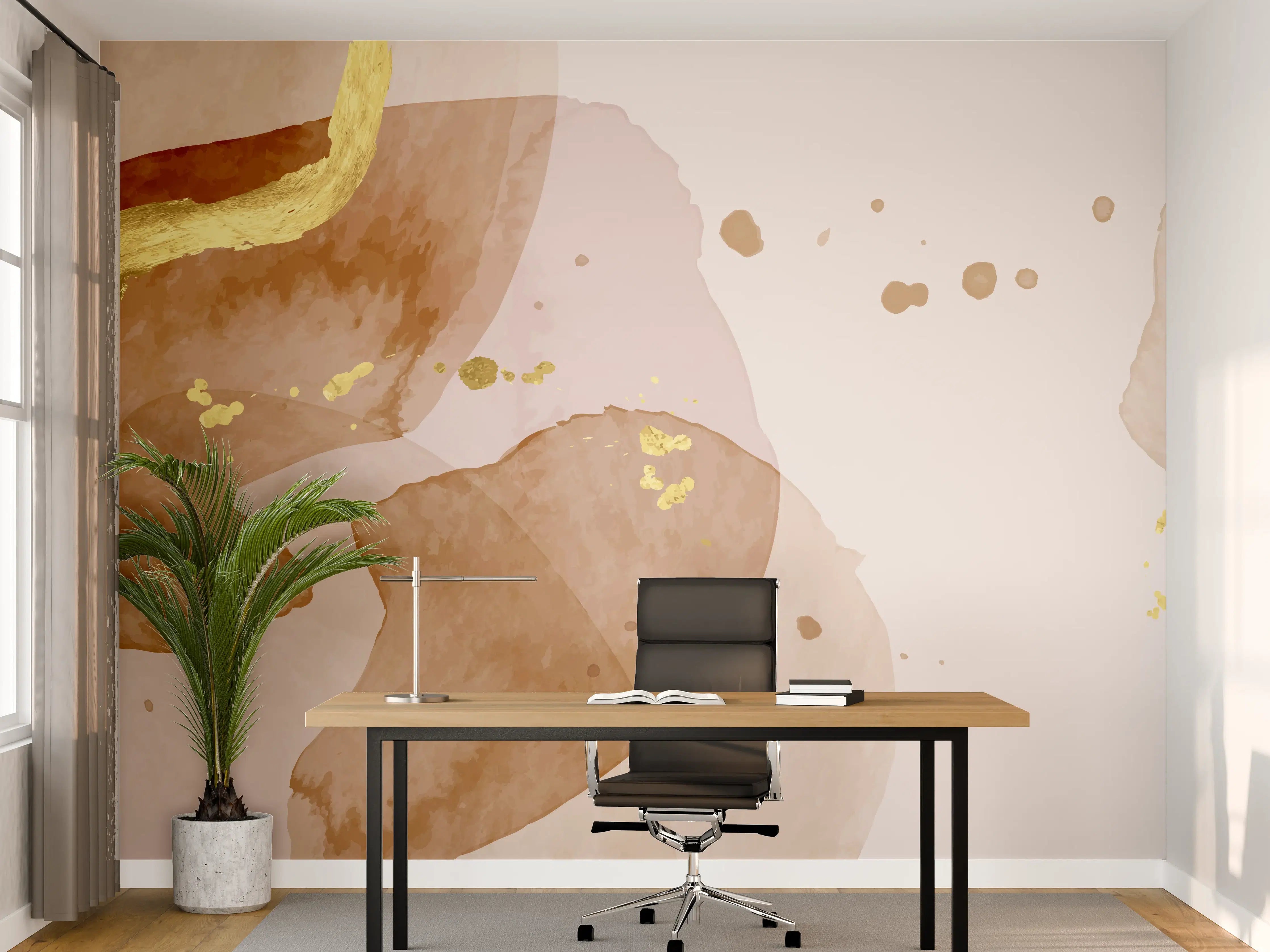 Büro Wandgestaltung - Beige Aquarell Kunst