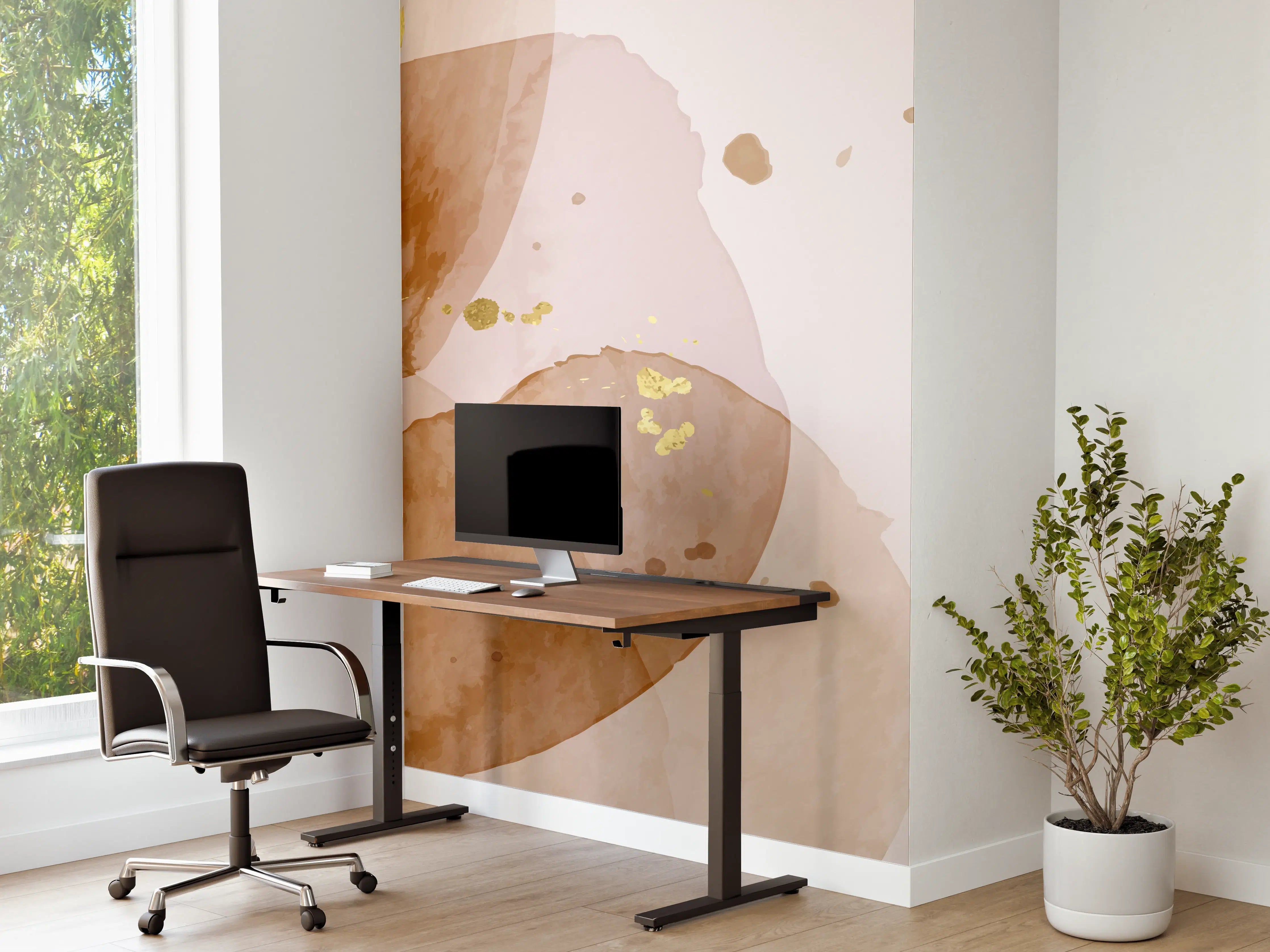 Büro Wandgestaltung - Beige Aquarell Kunst