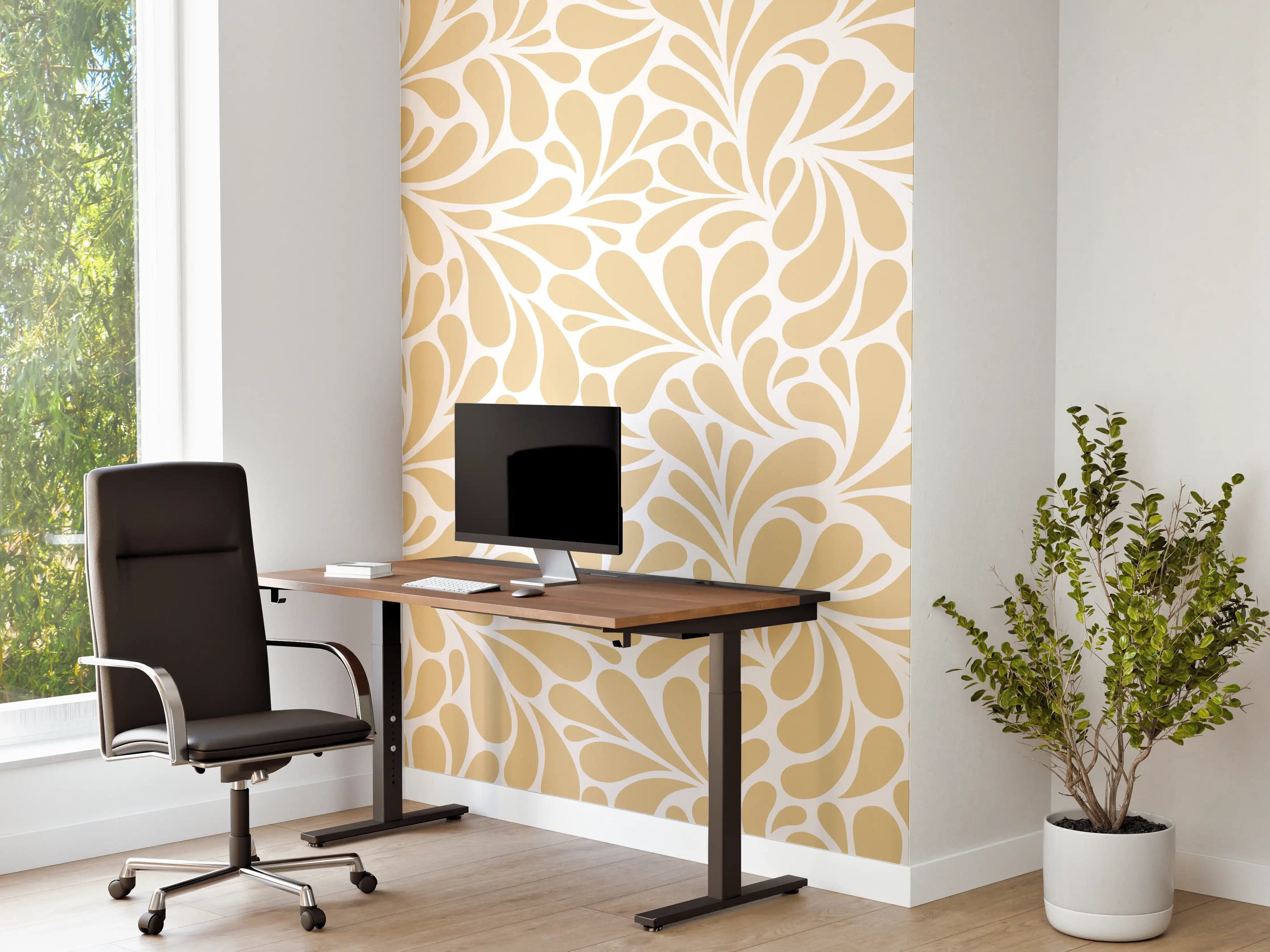 Büro Wandgestaltung - Beige-Blumenmuster-Design