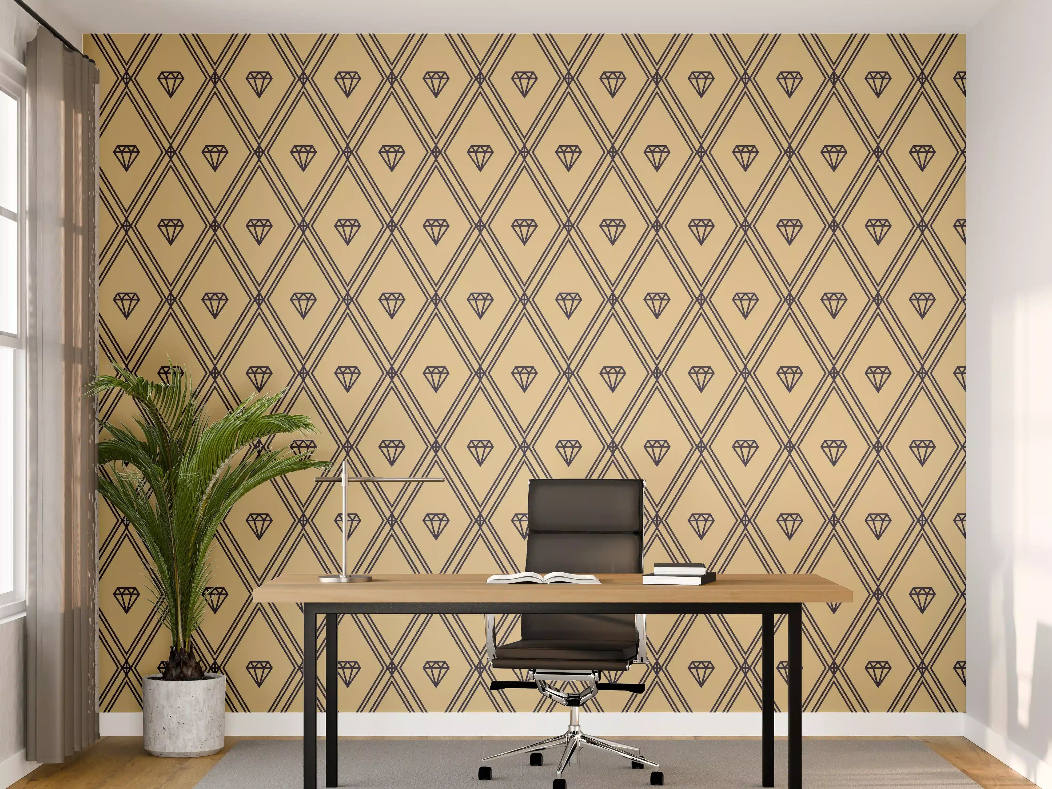 Büro Wandgestaltung - Beige Diamantmuster Design
