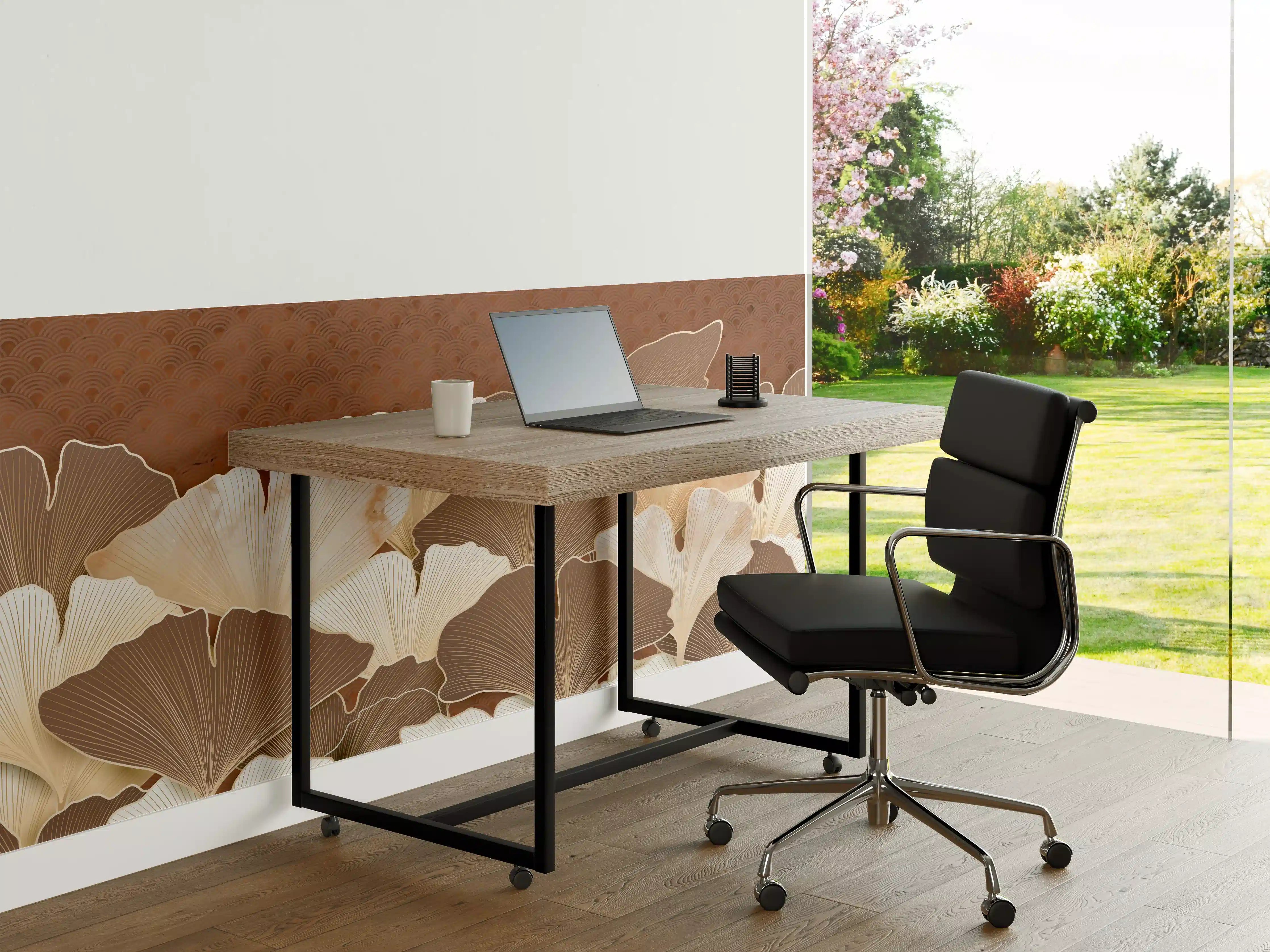 Büro Wandgestaltung - Beige Ginkgo Blattmuster