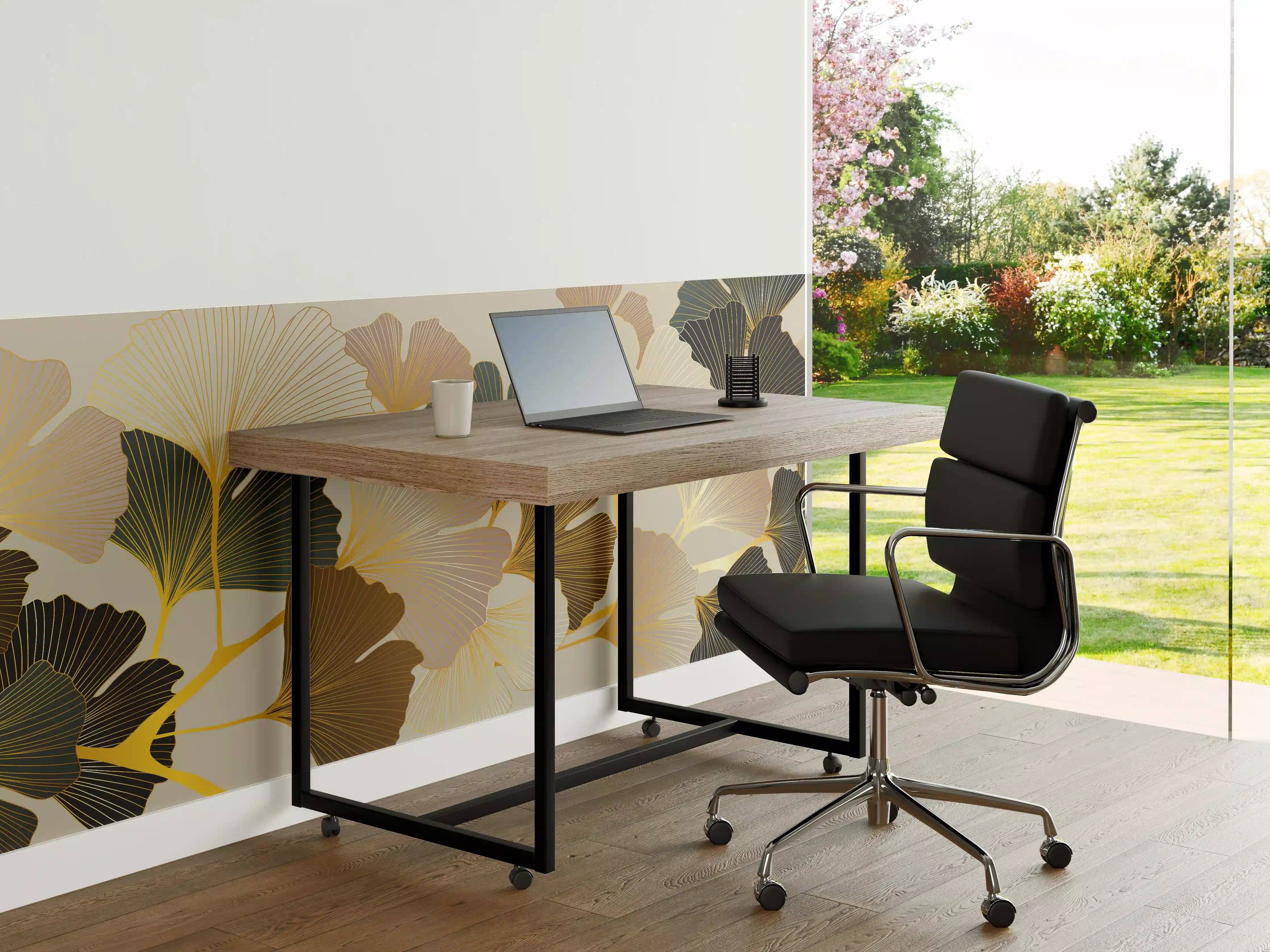 Büro Wandgestaltung - Beige Ginkgo Blattmuster Tapete