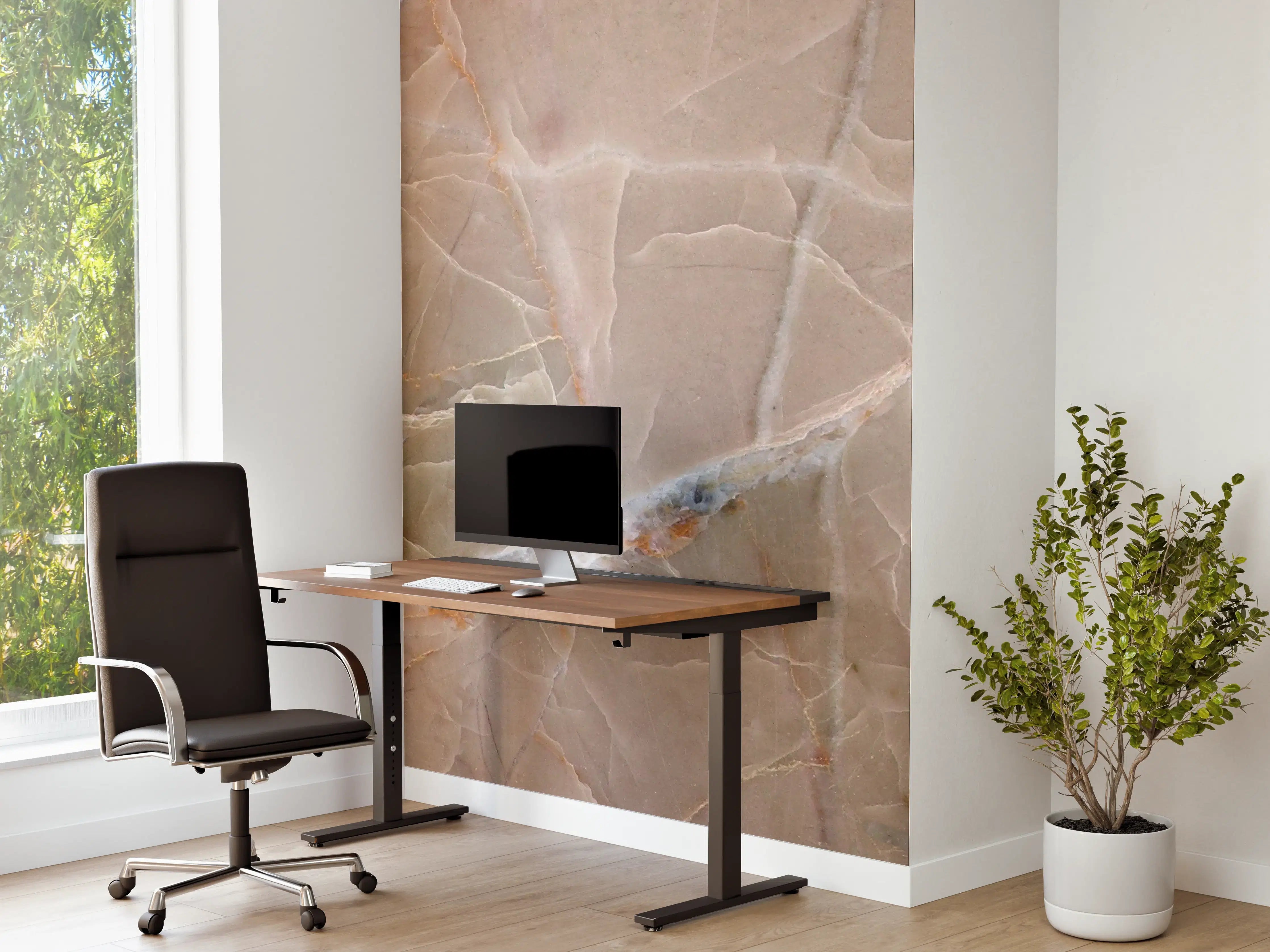 Büro Wandgestaltung - Beige Marmor mit weißen Adern