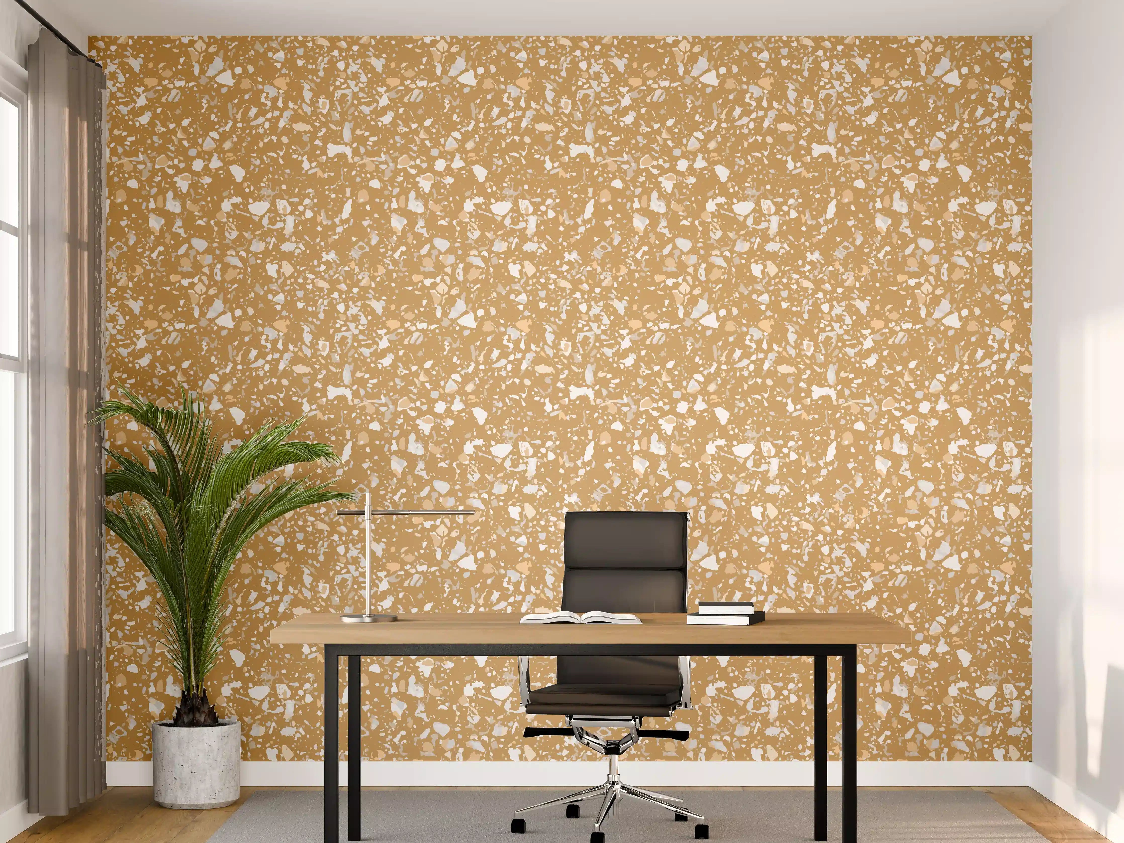 Büro Wandgestaltung - Beige Terrazzoboden mit Ocker-Tönen