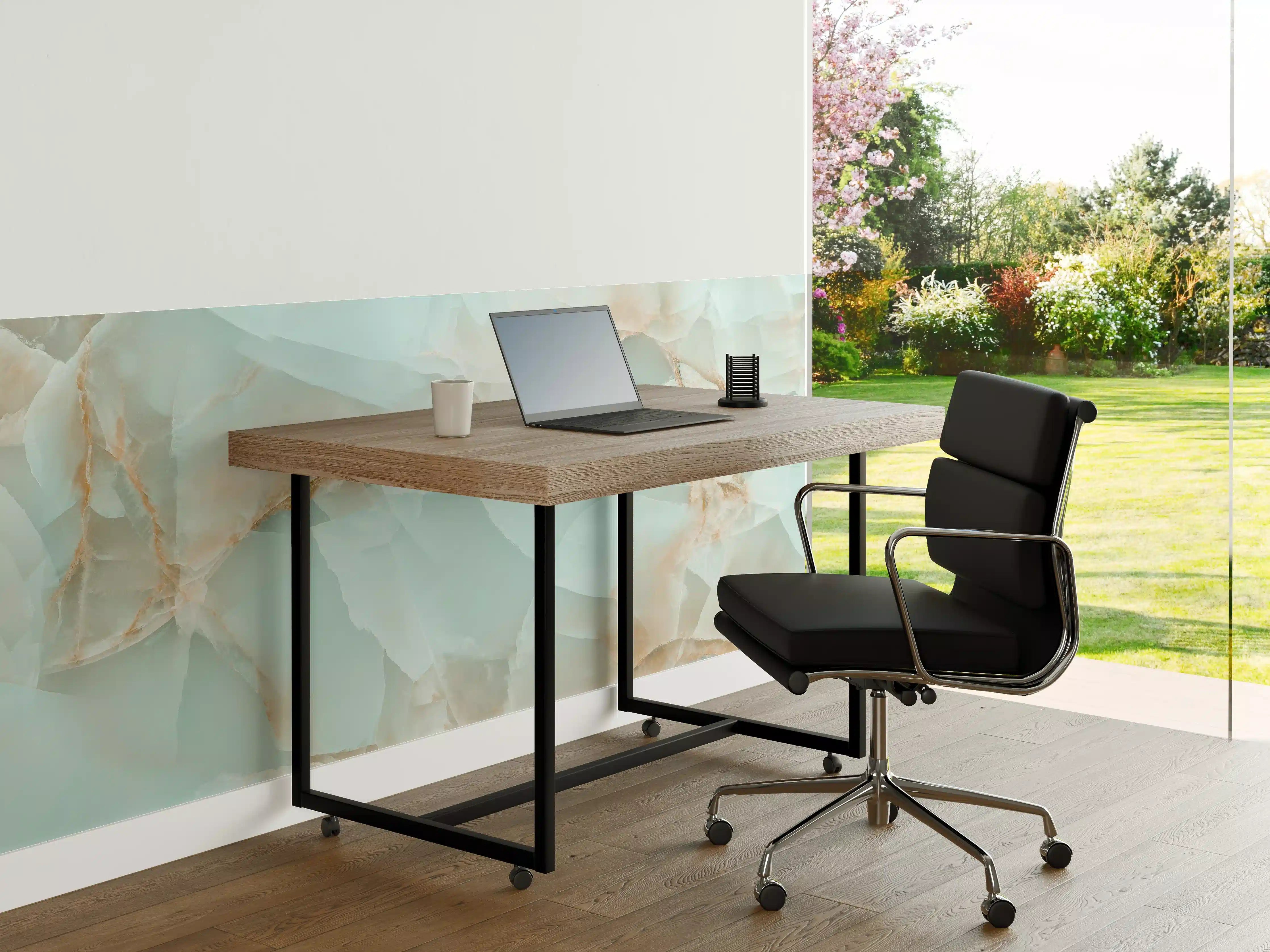 Büro Wandgestaltung - Beige-Türkis-Marmor-Textur mit Goldfäden