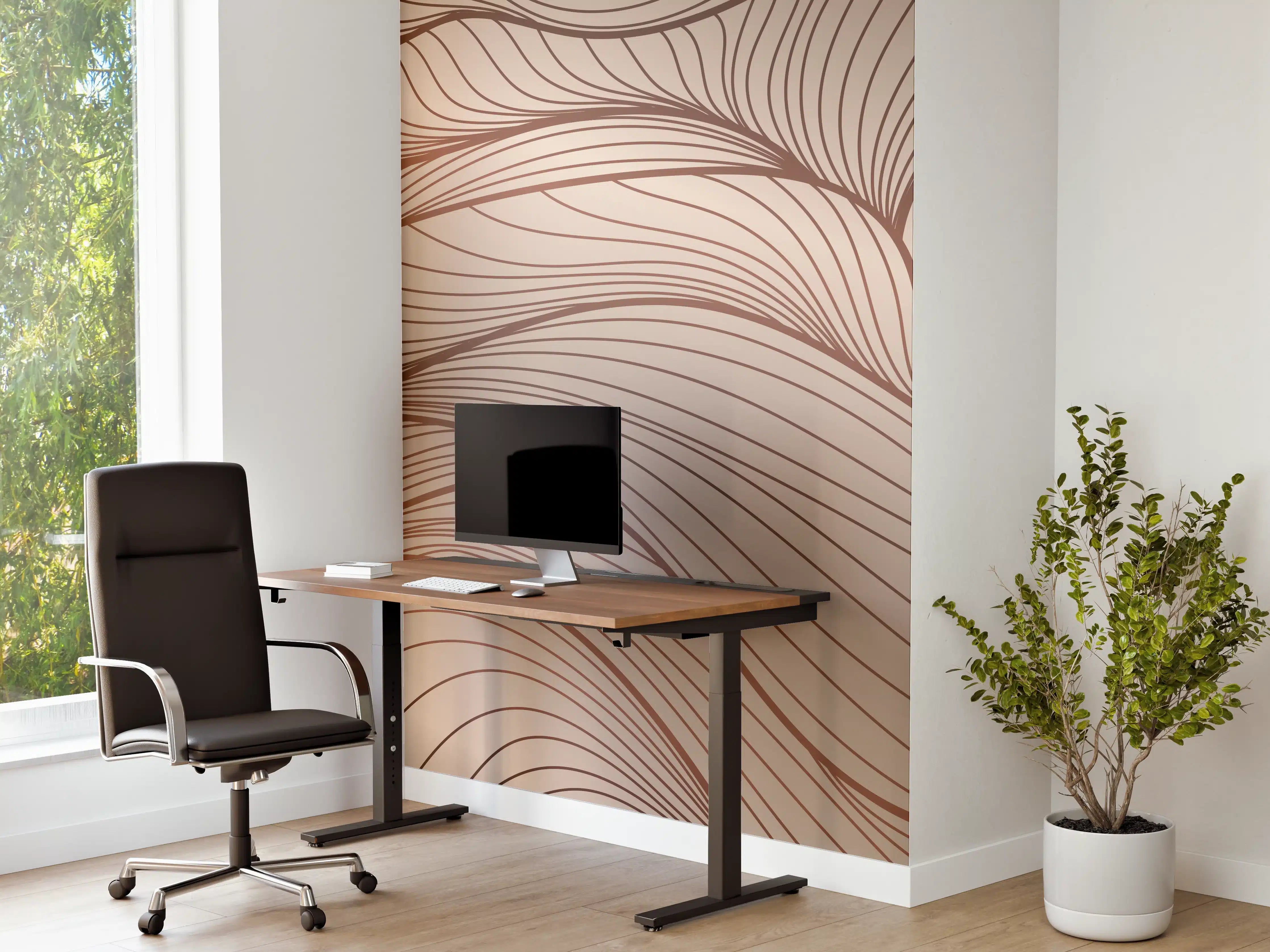Büro Wandgestaltung - Beige Wellenlinien Textur