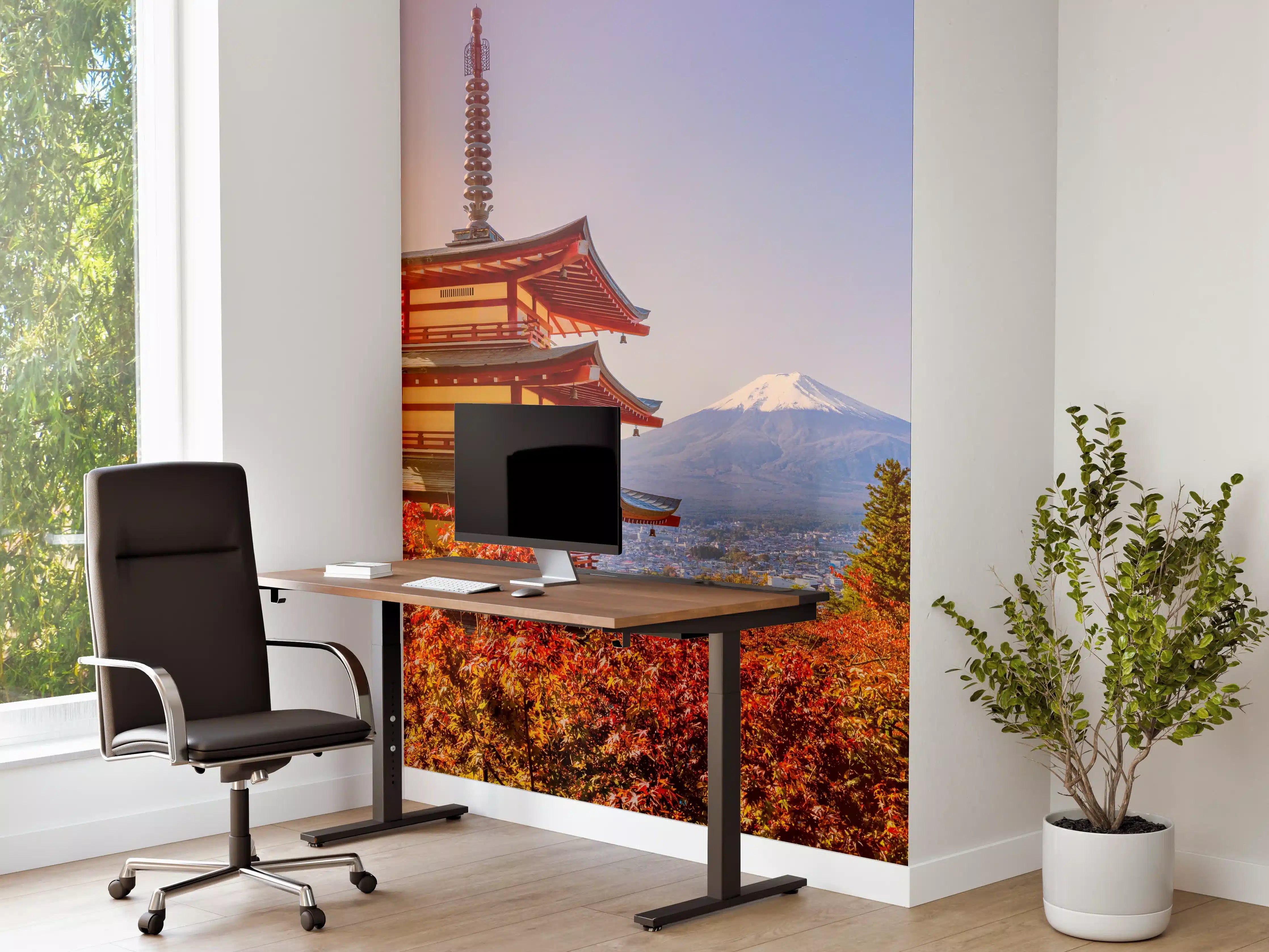 Büro Wandgestaltung - Berg Fuji und der traditionelle Chureito-Pagodenschrein