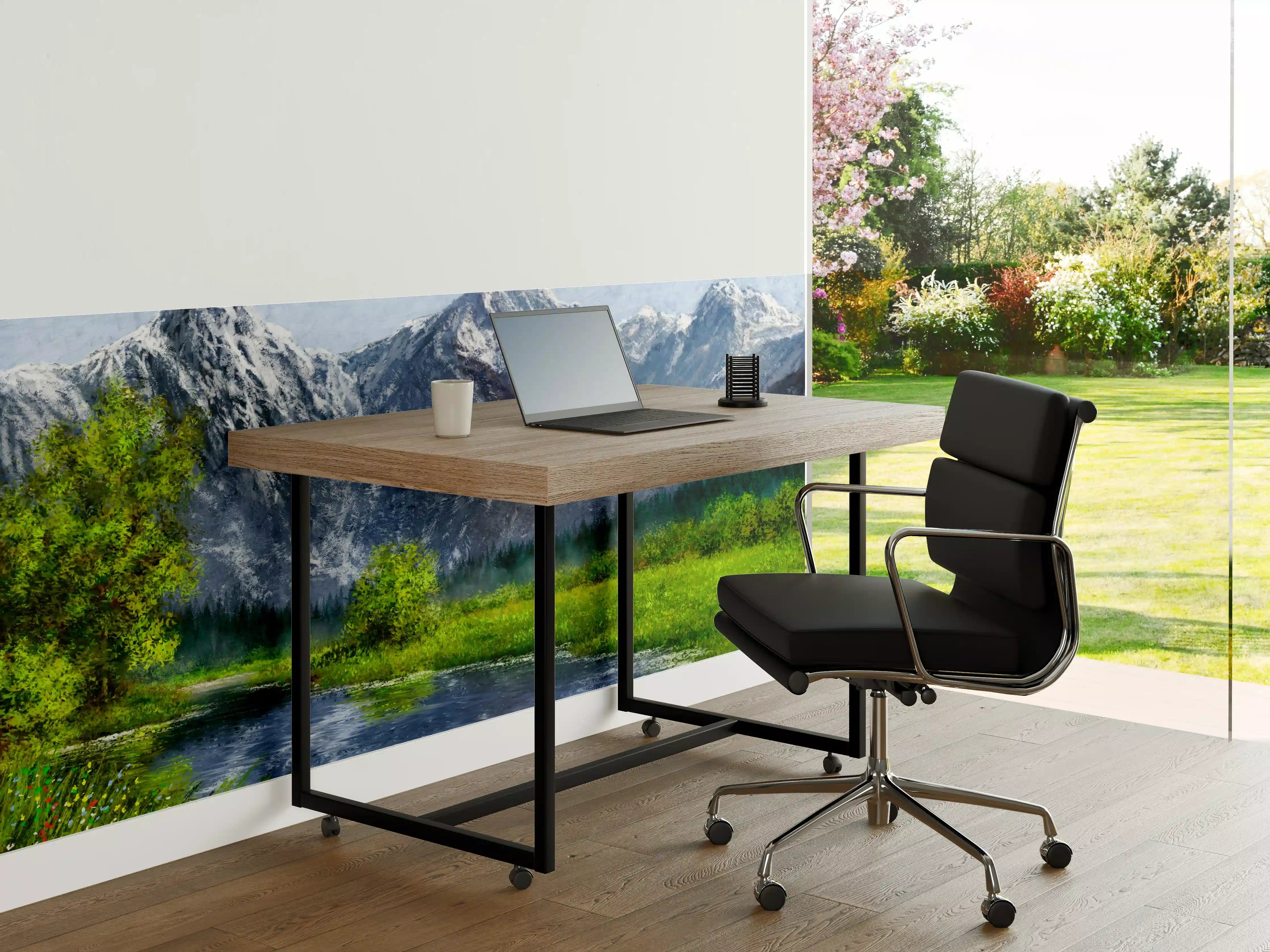 Büro Wandgestaltung - Berglandschaft mit Fluss und grüner Wiese