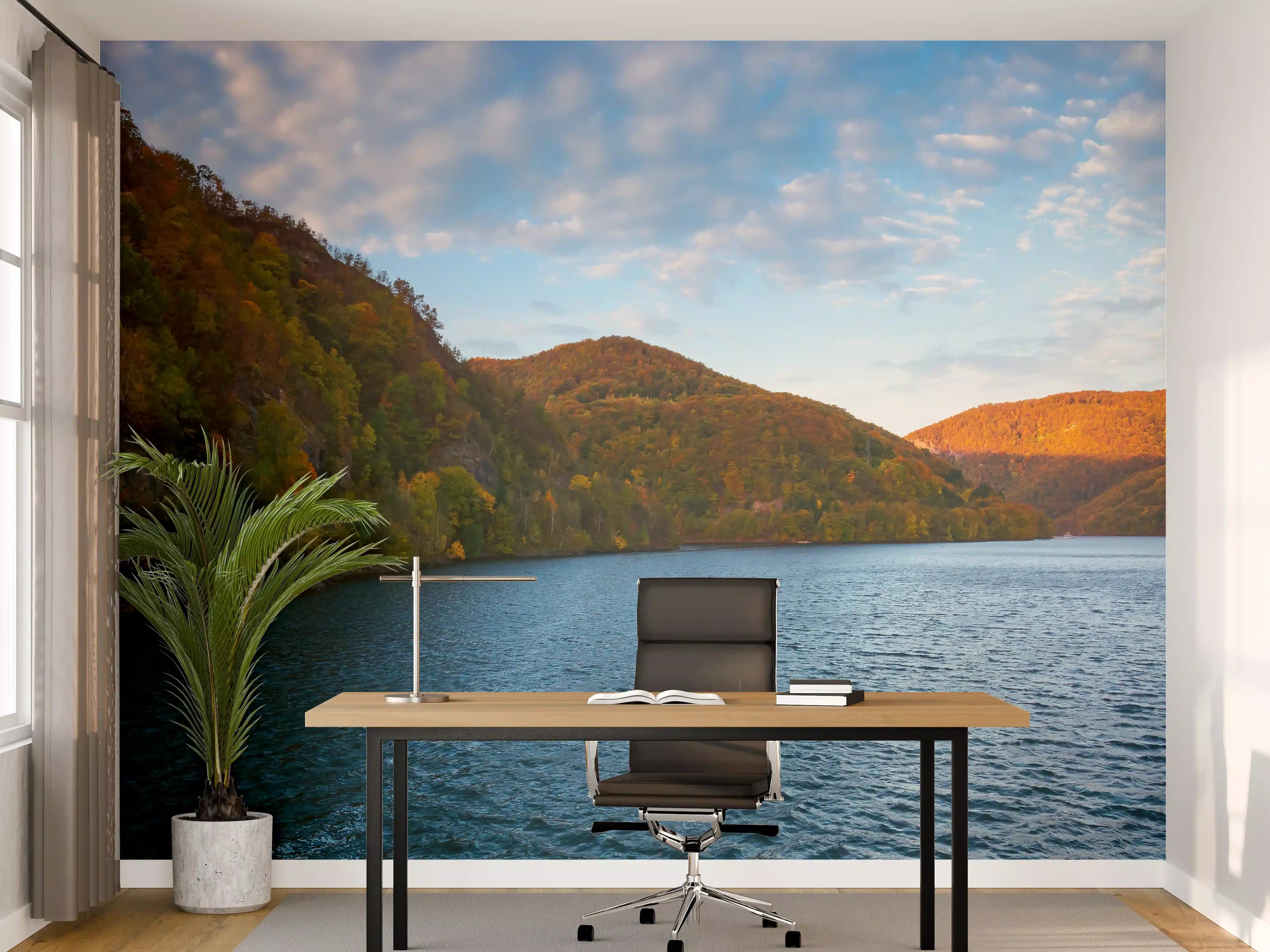 Büro Wandgestaltung - Bergsee im Sonnenlicht